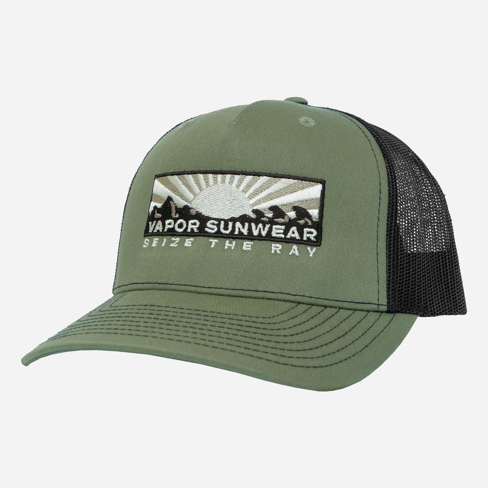 Vapor Apparel Sun Protection Five Panel Trucker - EM - Sunset Horizon - Warm Blacks