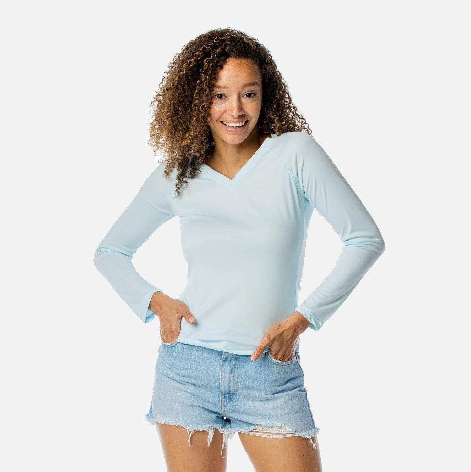 Vapor Apparel Sun Protection Women's Solar V-Neck Long Sleeve