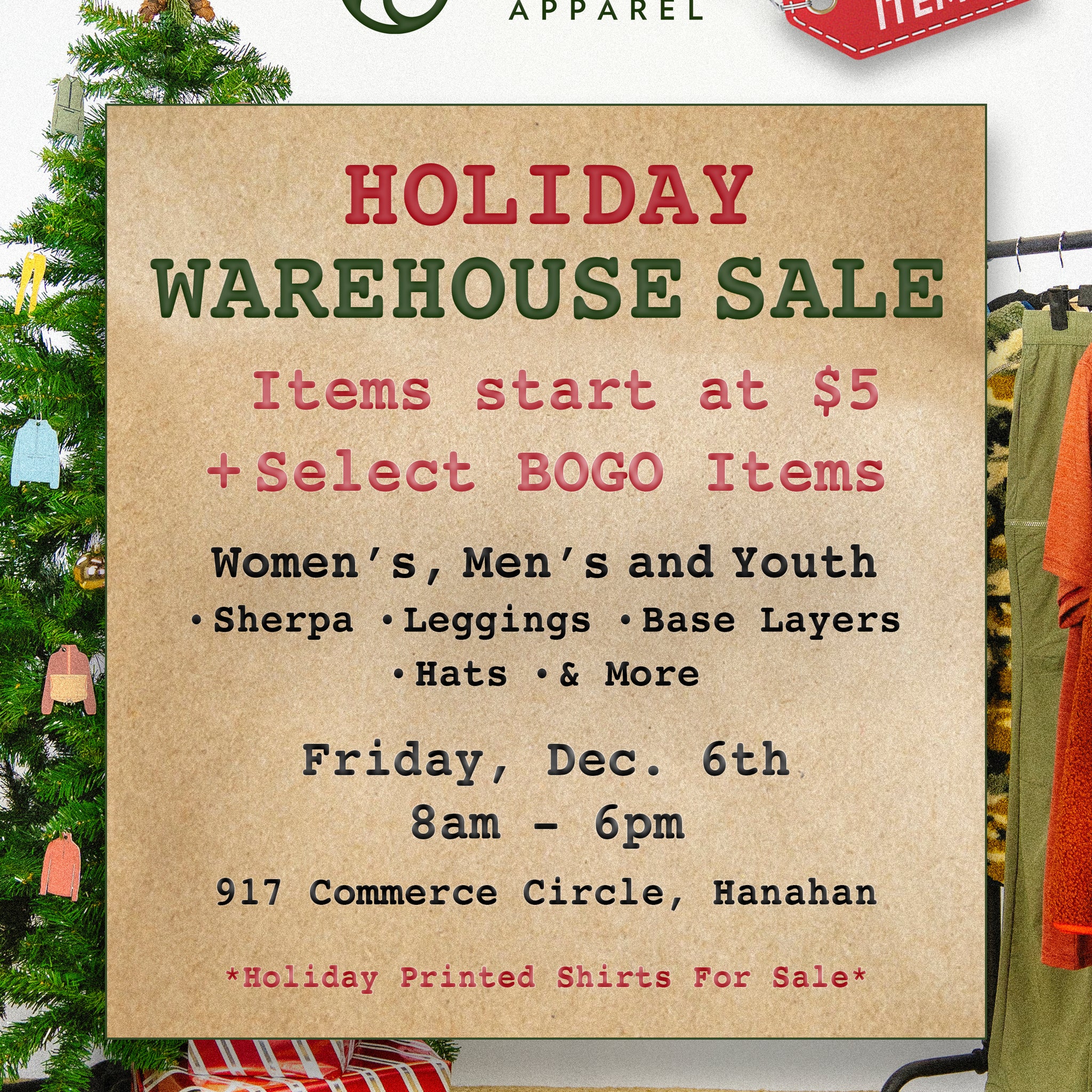 Vapor Apparel Holiday Warehouse Sale