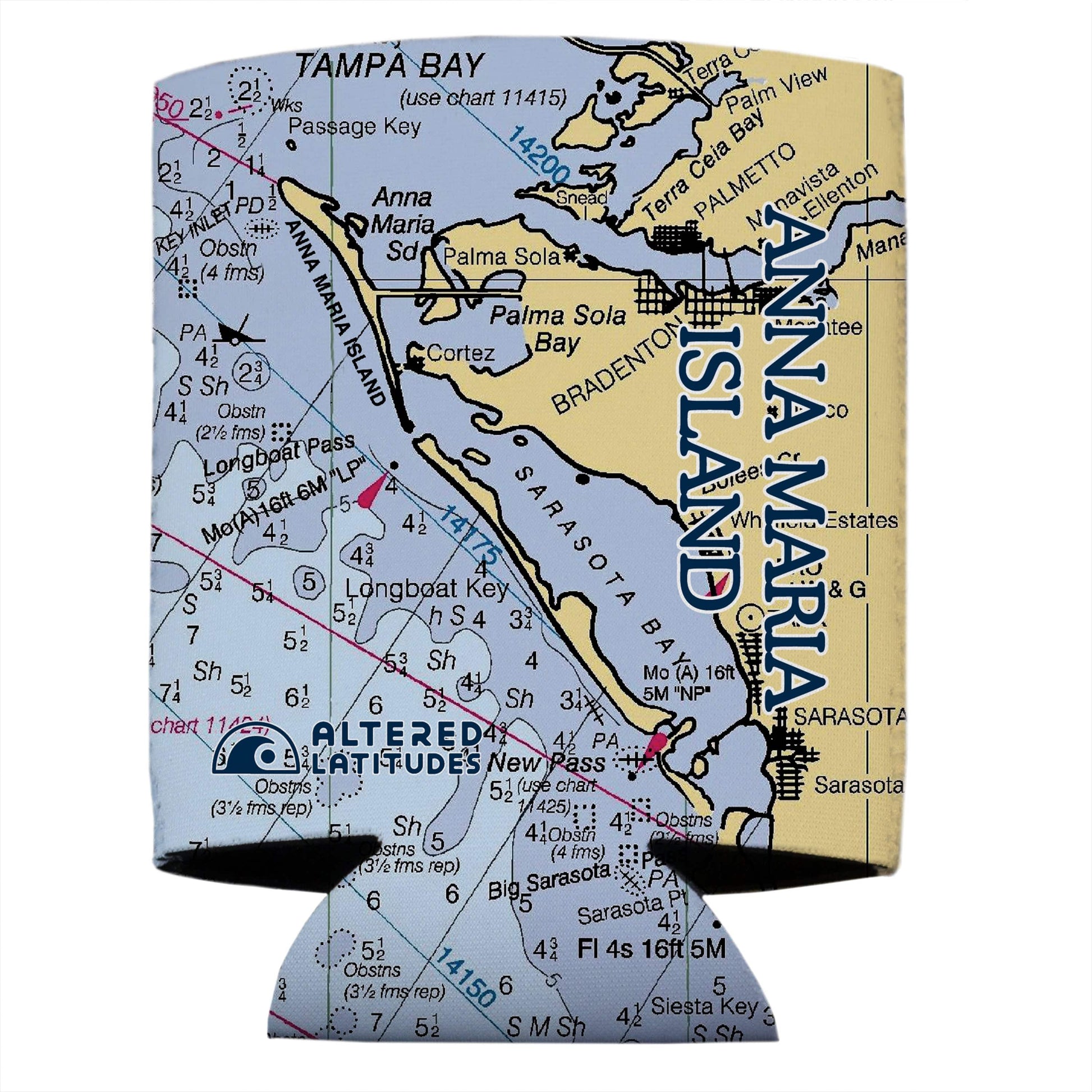 Vapor Apparel Sun Protection Anna Maria Island Chart Can Cooler (4-Pack)