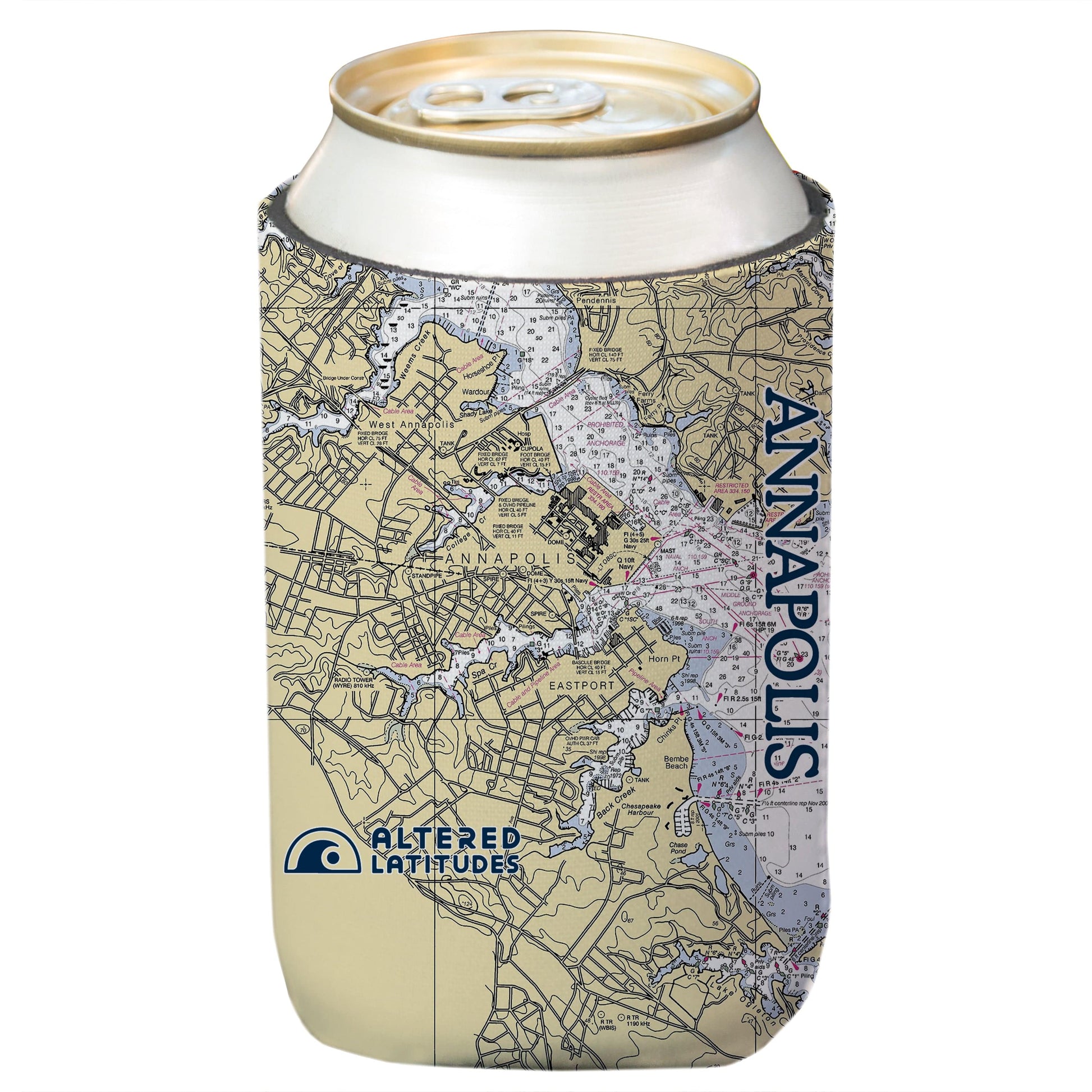 Vapor Apparel Sun Protection Annapolis Chart Can Cooler (4-Pack)