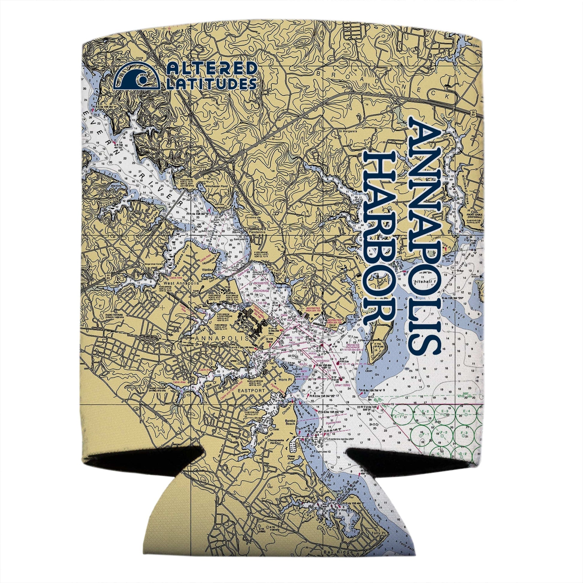 Vapor Apparel Sun Protection Annapolis Harbor Chart Can Cooler (4-Pack)