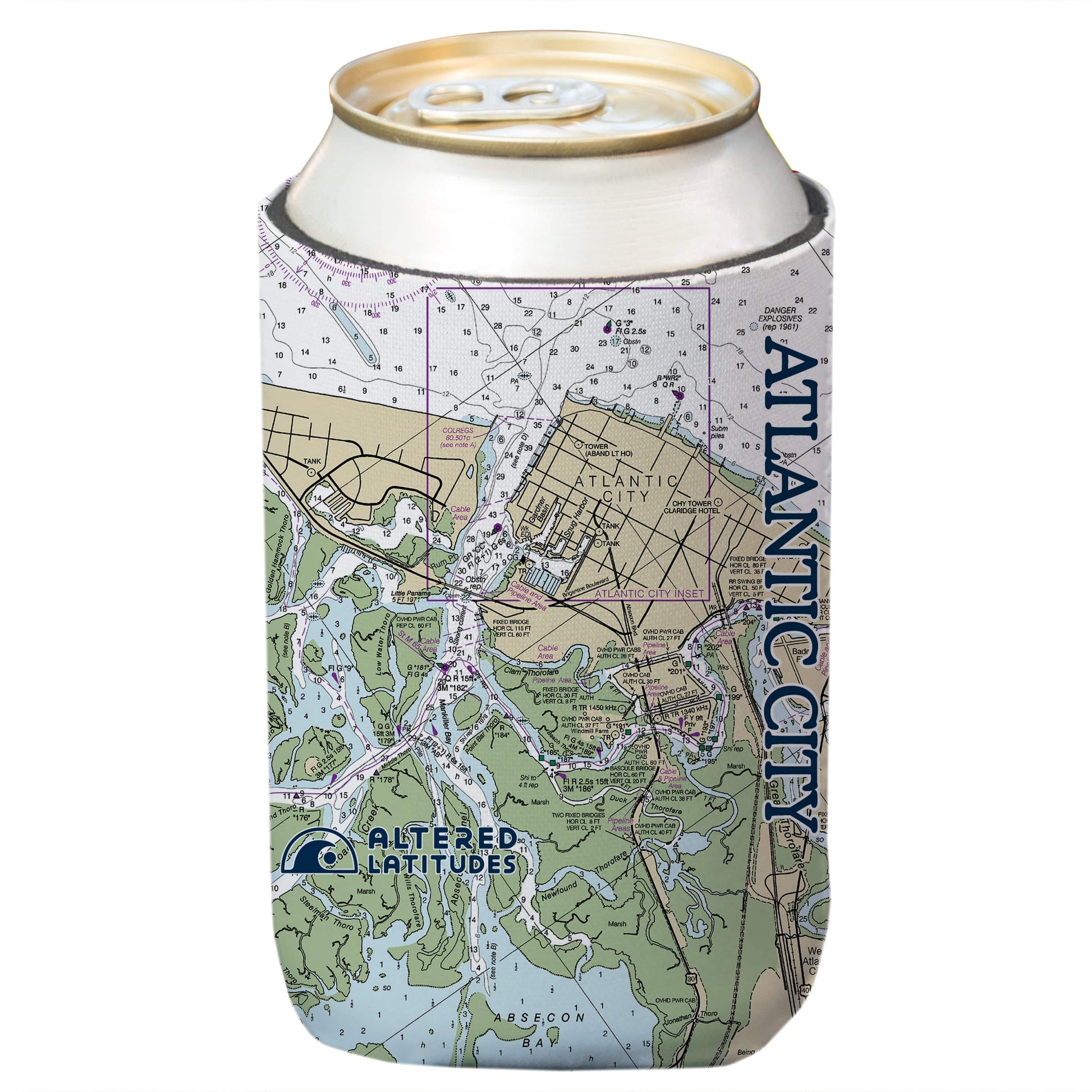 Vapor Apparel Sun Protection Atlantic City, NJ Chart Can Cooler (4-Pack)