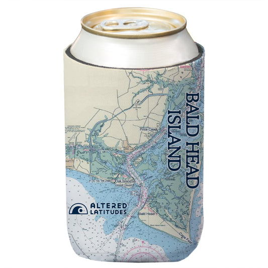 Bald Head Island Chart Can Cooler (4-Pack)