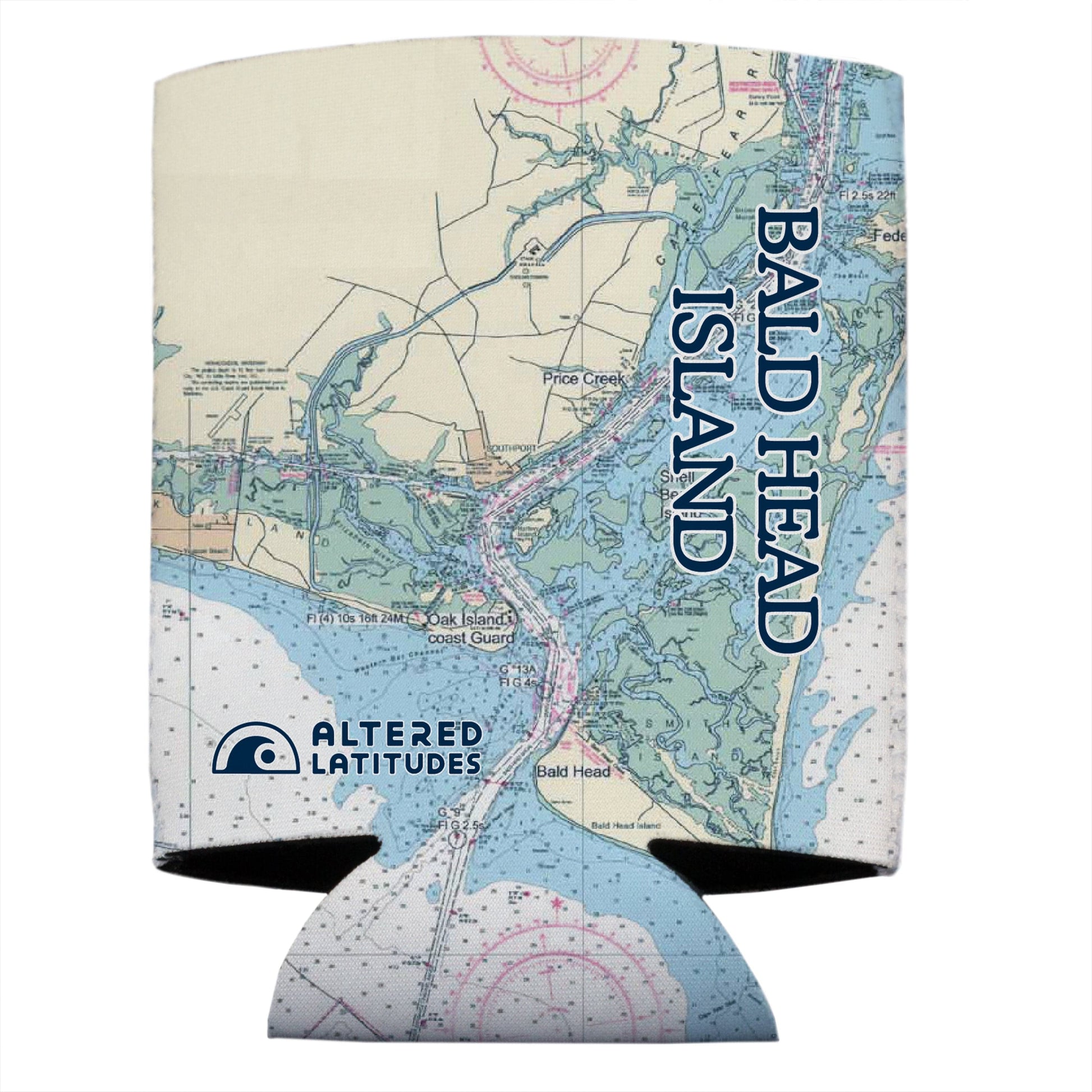 Vapor Apparel Sun Protection Bald Head Island Chart Can Cooler (4-Pack)