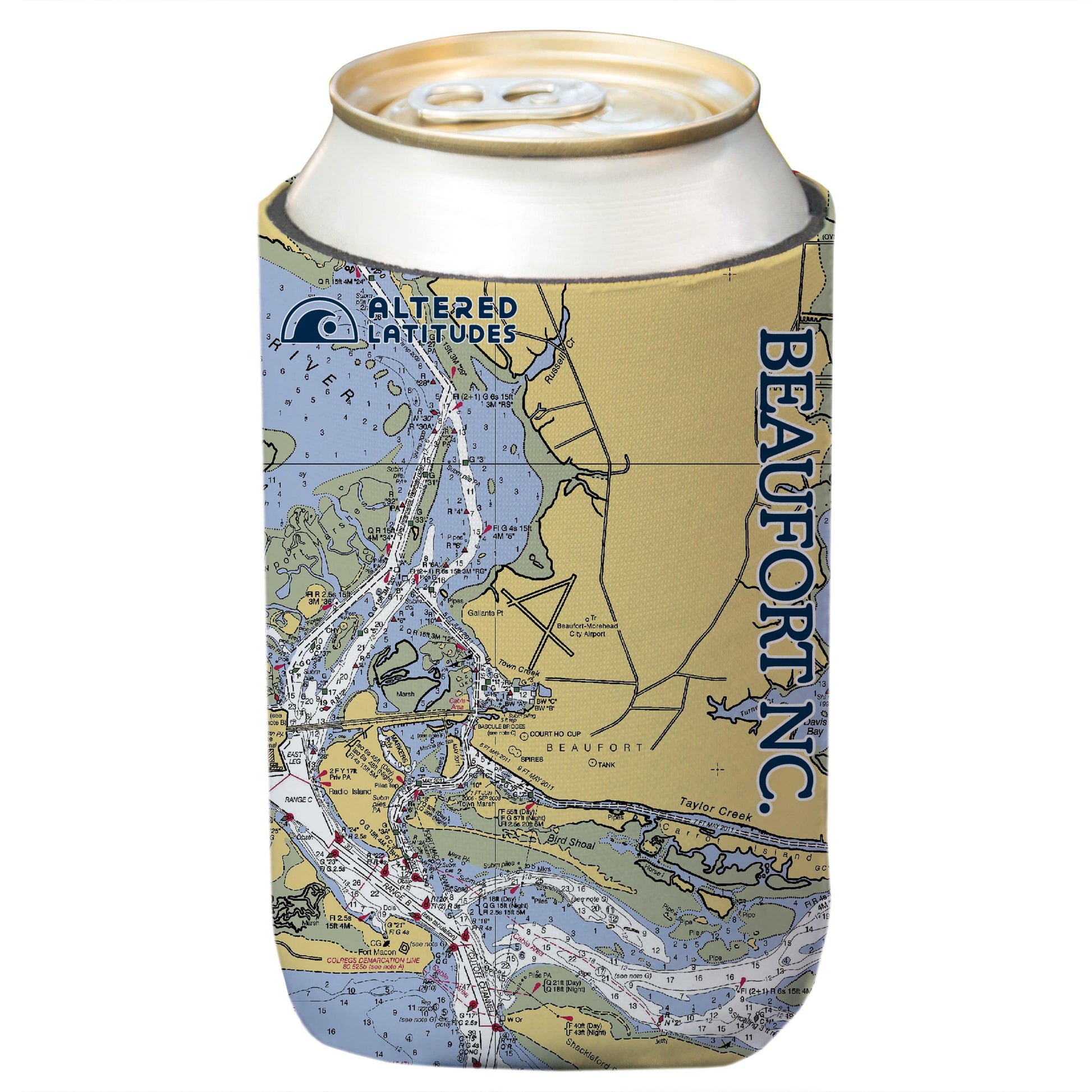 Vapor Apparel Sun Protection Beaufort NC Chart Can Cooler (4-Pack)