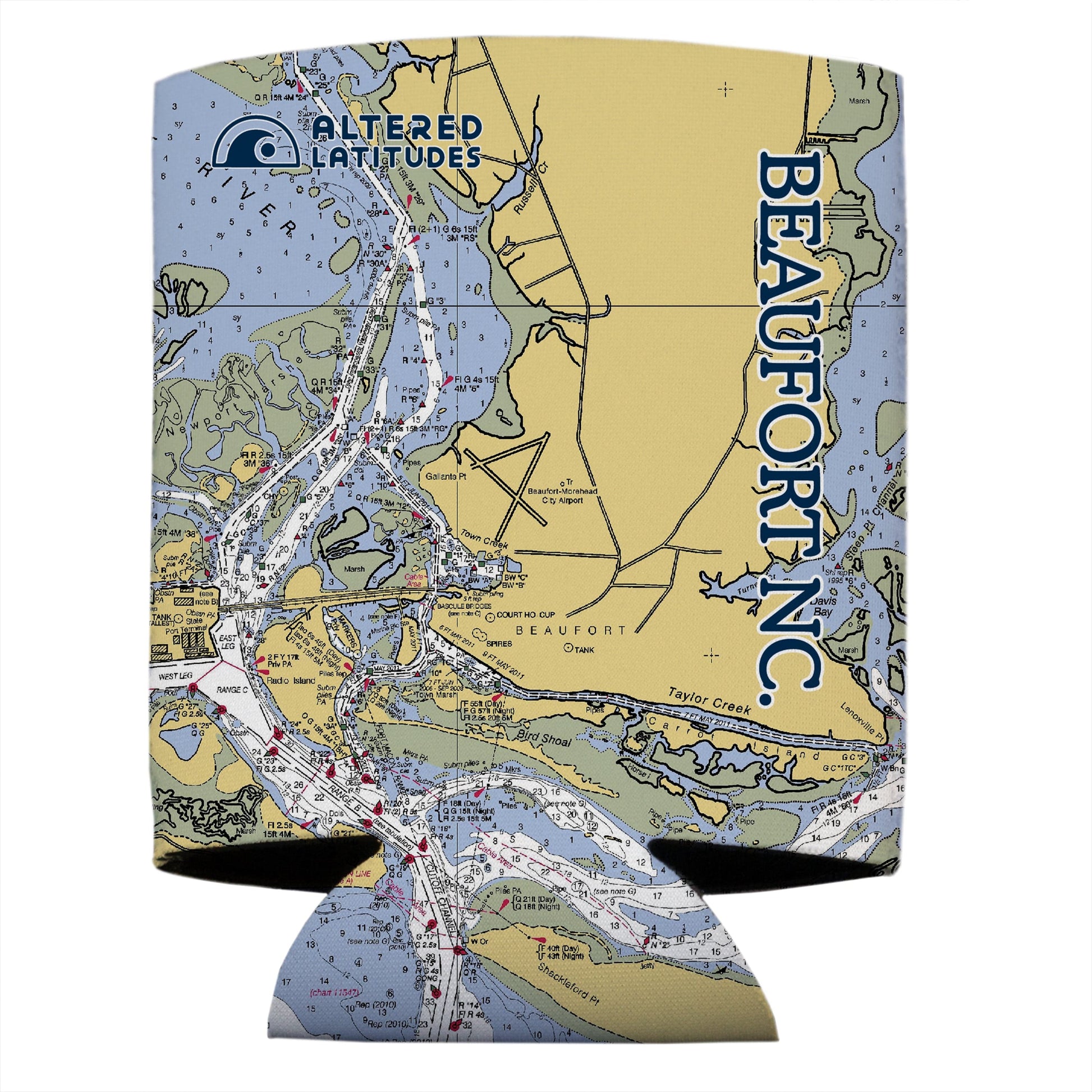 Vapor Apparel Sun Protection Beaufort NC Chart Can Cooler (4-Pack)