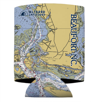 Beaufort NC Chart Can Cooler (4-Pack)