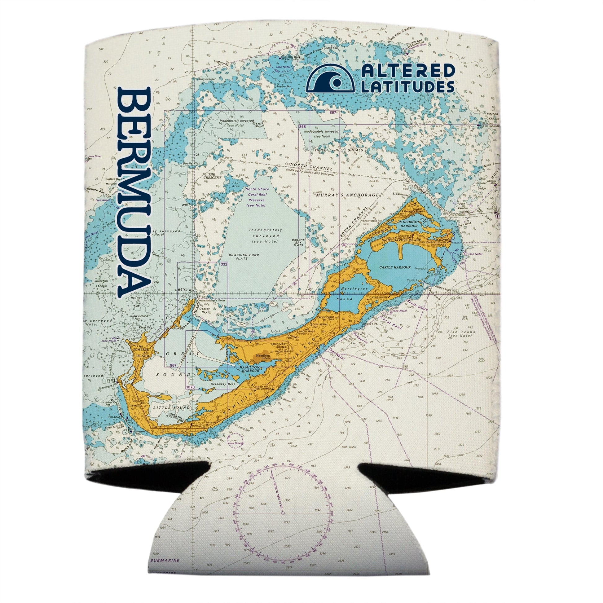 Vapor Apparel Sun Protection Bermuda Chart Can Cooler (4-Pack)