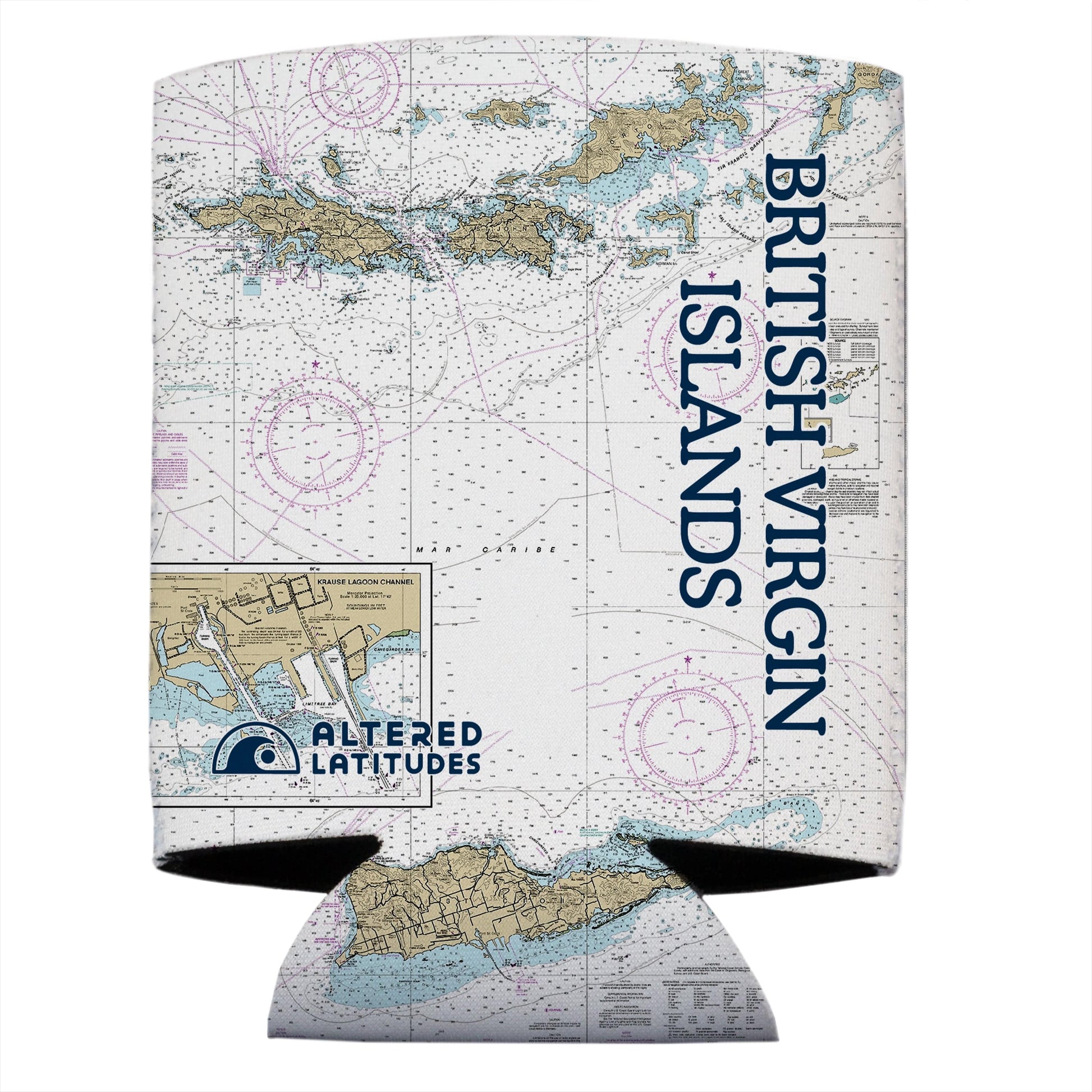 Vapor Apparel Sun Protection British Virgin Islands Chart Can Cooler (4-Pack)