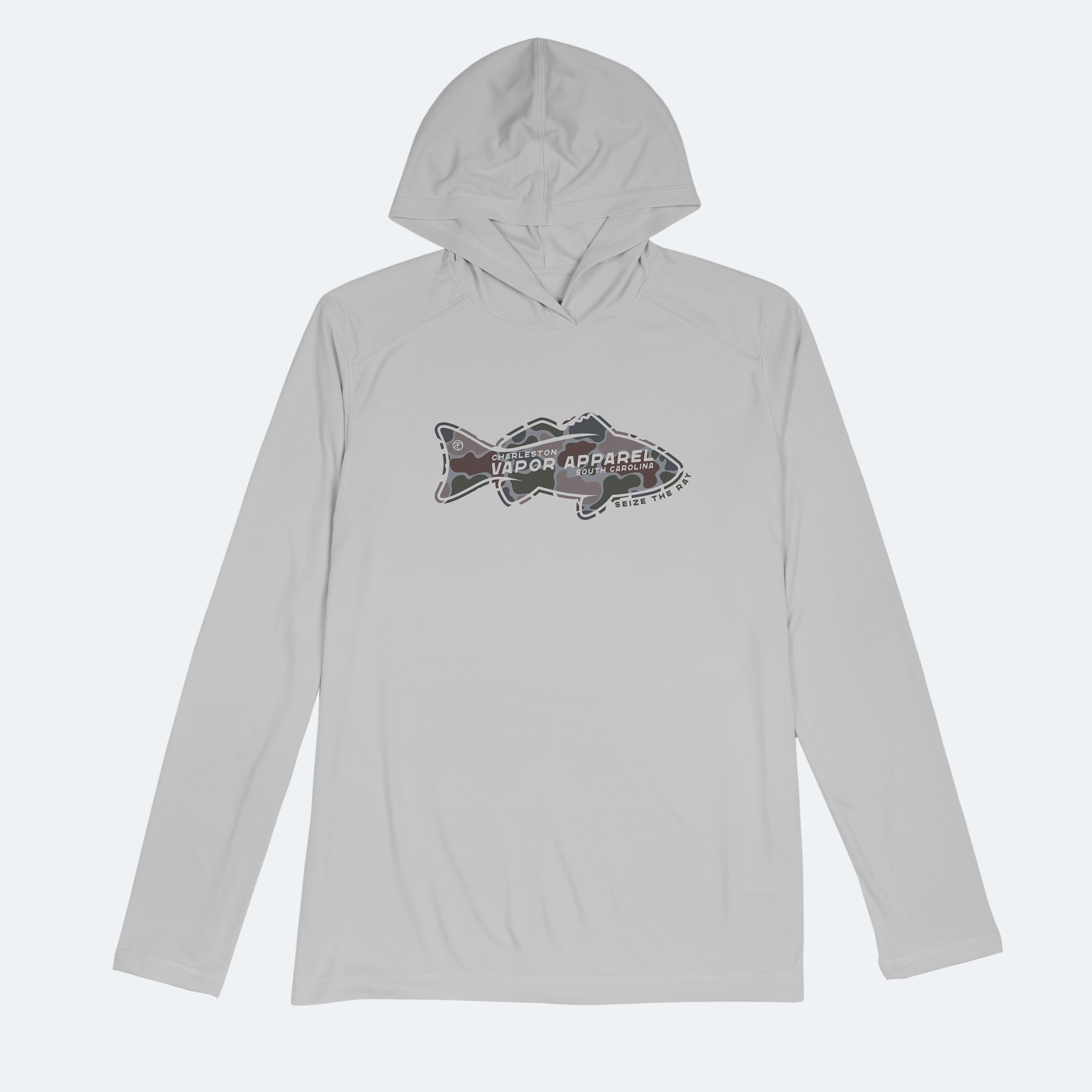 Camo Redfish Print Hoodie | Men's UPF Hooded Long Sleeve | Fishing