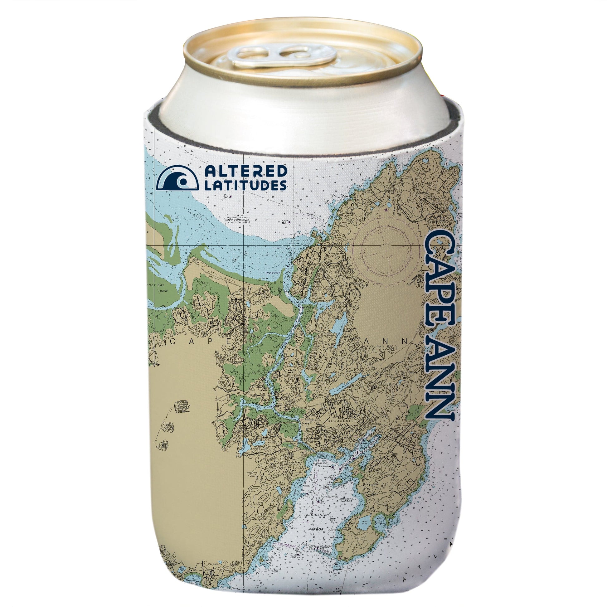 Vapor Apparel Sun Protection Cape Ann, Massachusetts Chart Can Cooler (4-Pack)