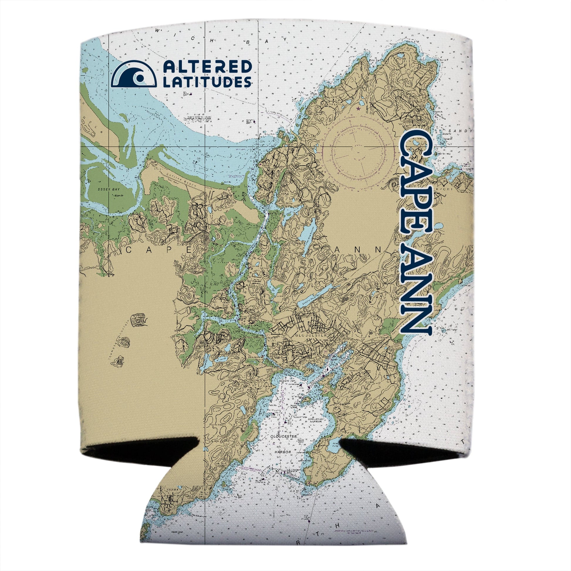 Vapor Apparel Sun Protection Cape Ann, Massachusetts Chart Can Cooler (4-Pack)