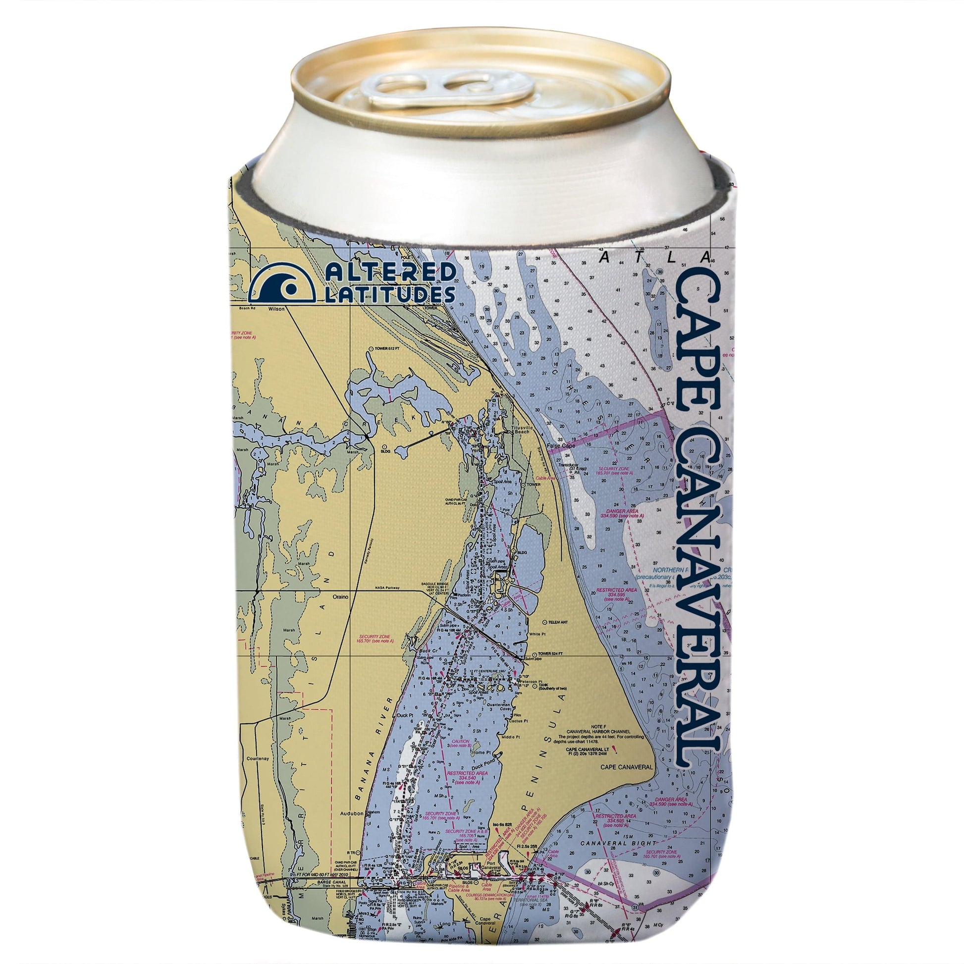 Vapor Apparel Sun Protection Cape Canaveral Chart Beverage Cooler (4-Pack)