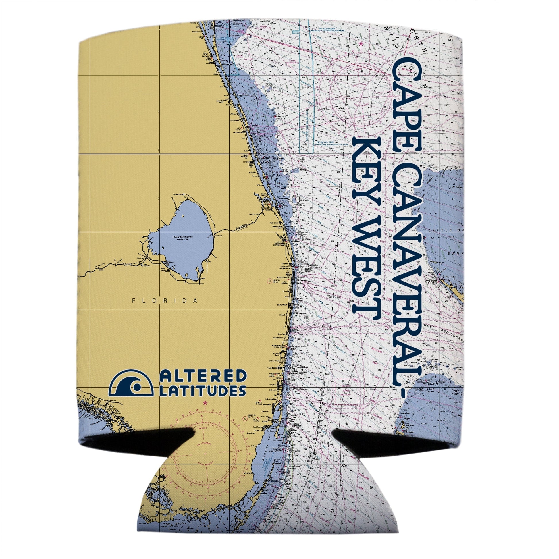 Vapor Apparel Sun Protection Cape Canaveral to Key West Chart Can Cooler (4-Pack)