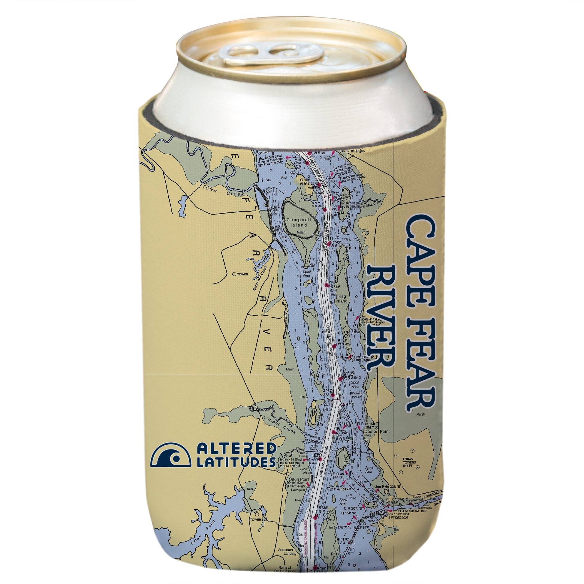 Vapor Apparel Sun Protection Cape Fear River Chart Can Cooler (4-Pack)