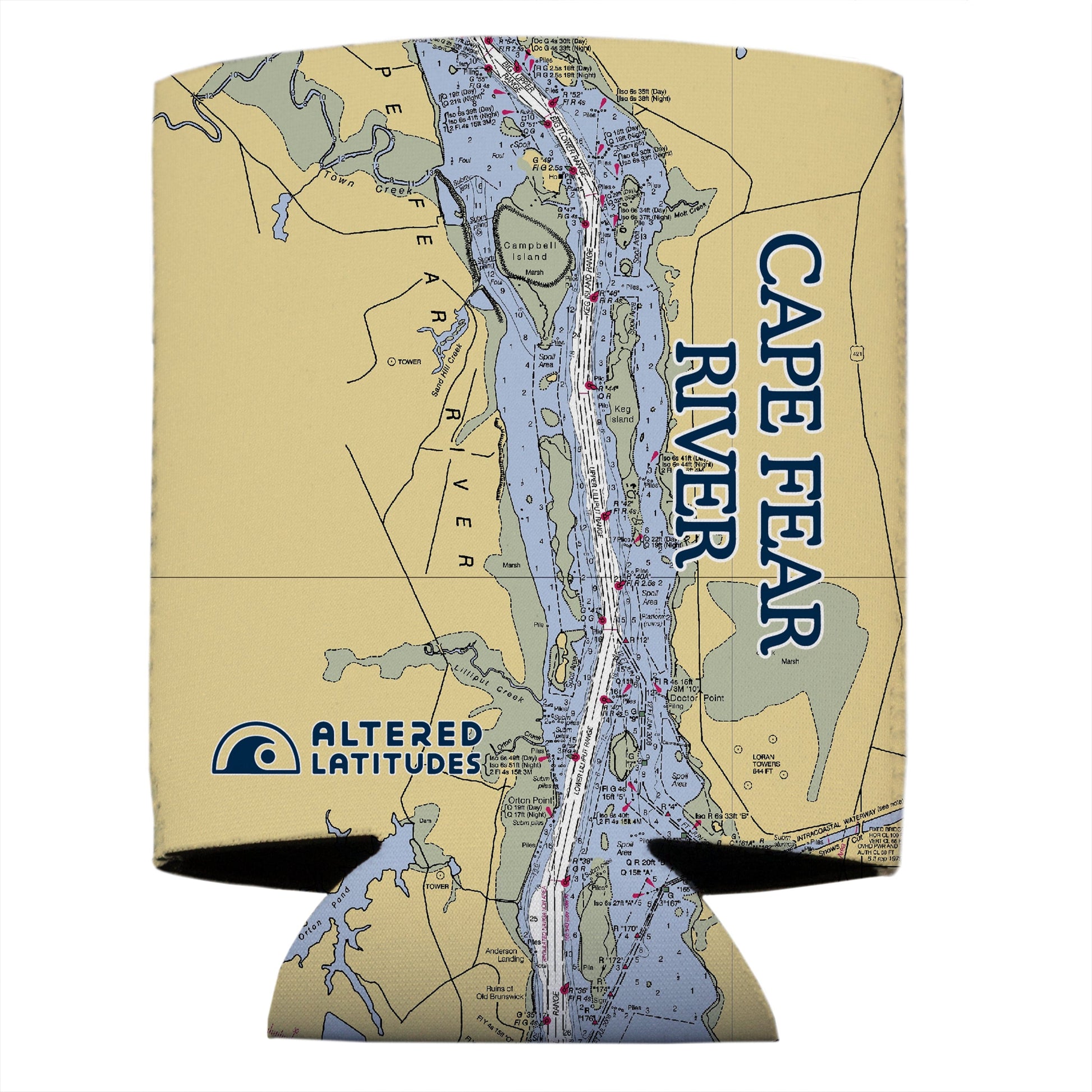 Vapor Apparel Sun Protection Cape Fear River Chart Can Cooler (4-Pack)