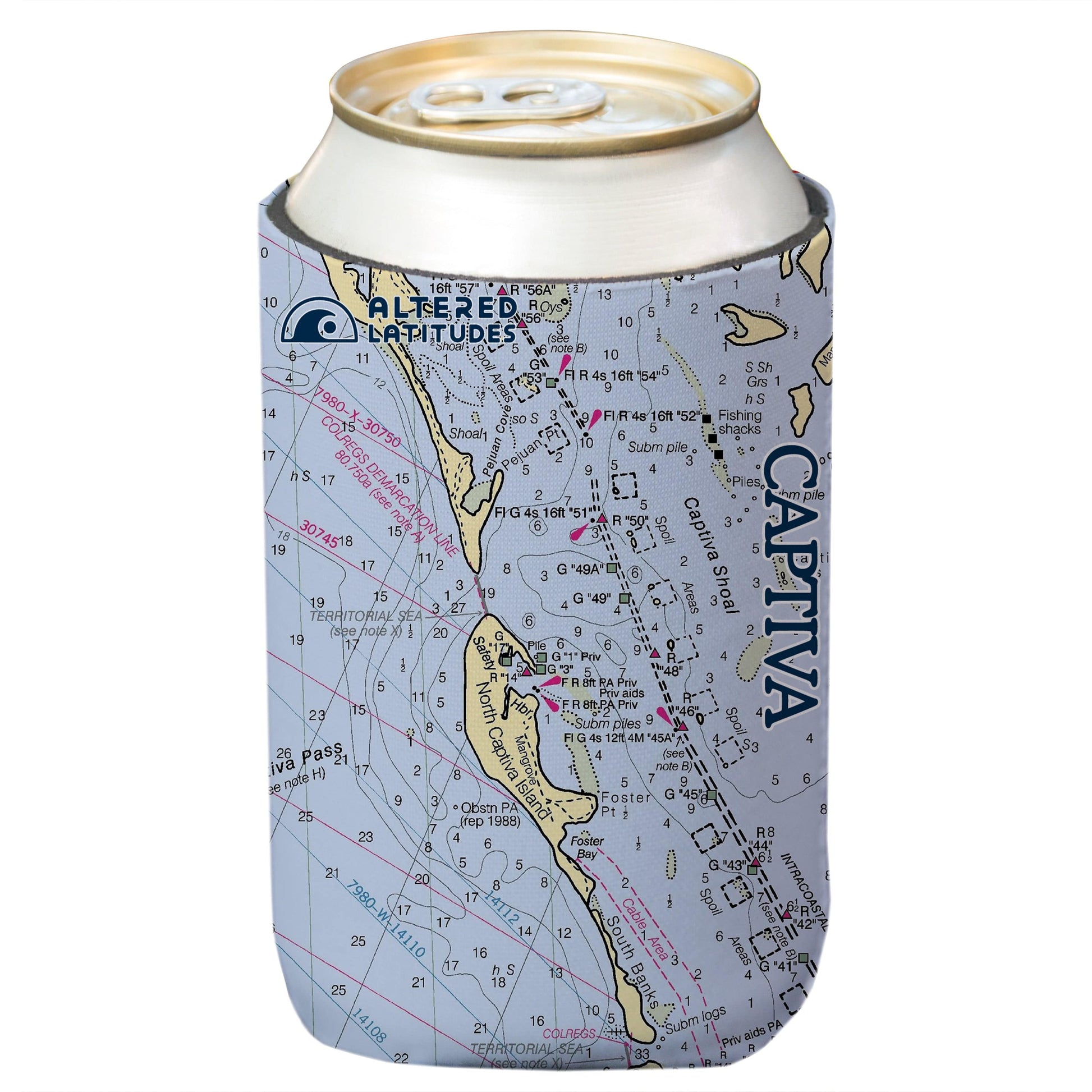 Vapor Apparel Sun Protection Captiva, FL Chart Can Cooler (4-Pack)