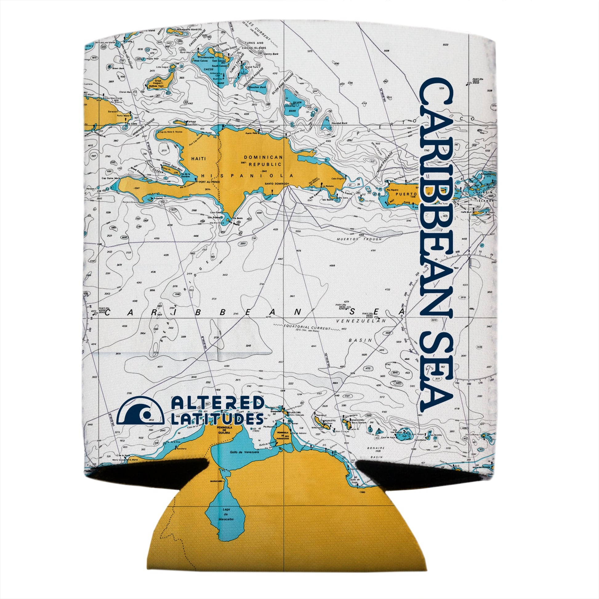 Vapor Apparel Sun Protection Caribbean Sea Chart Can Cooler (4-Pack)