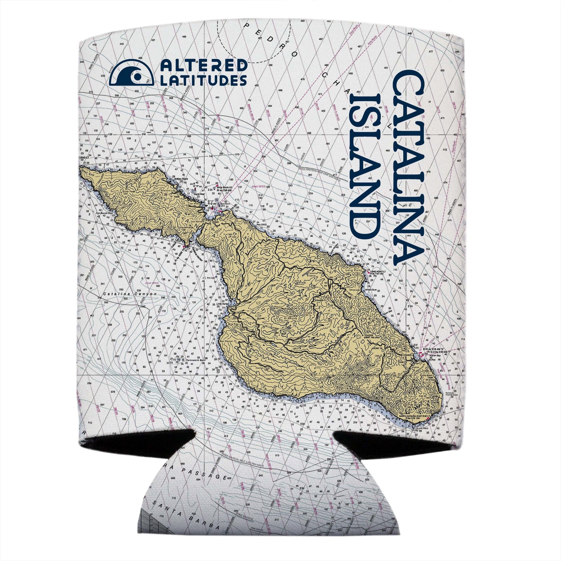 Vapor Apparel Sun Protection Catalina Island, CA Chart Can Cooler (4-Pack)