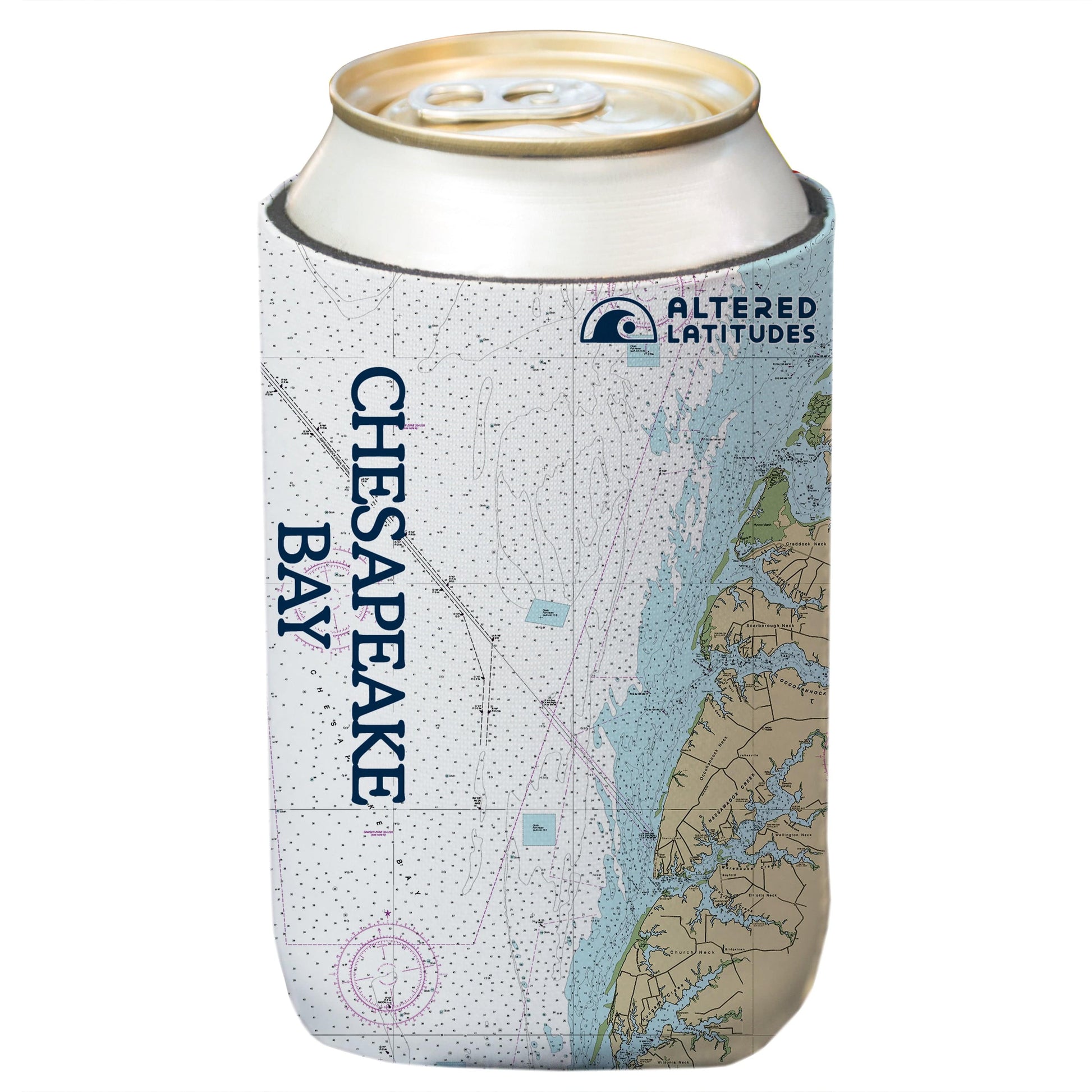 Vapor Apparel Sun Protection Chesapeake Bay Chart Can Cooler (4-Pack)