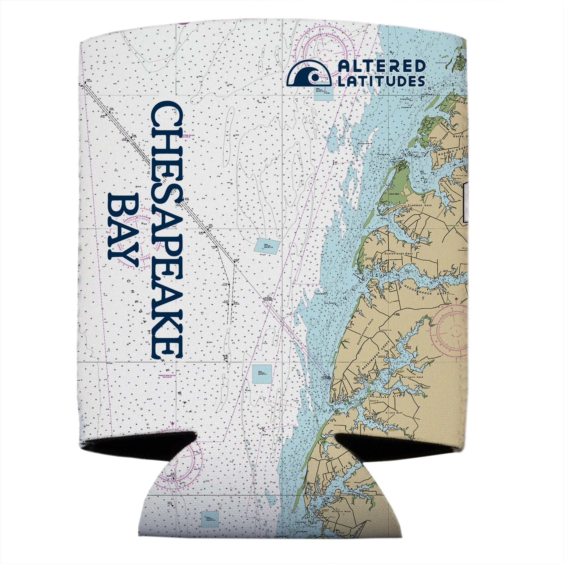 Vapor Apparel Sun Protection Chesapeake Bay Chart Can Cooler (4-Pack)