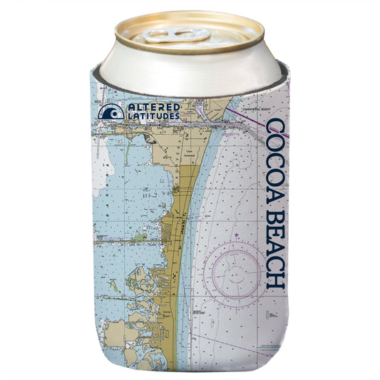 Cocoa Beach, FL Chart Can Cooler (4-Pack)