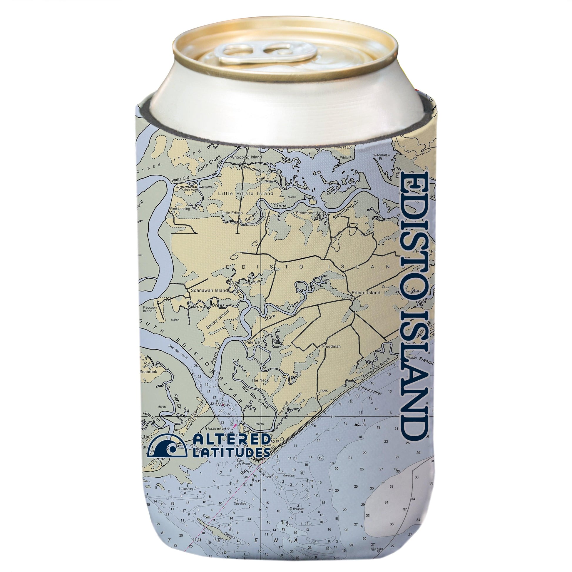 Vapor Apparel Sun Protection Edisto Island Chart Can Cooler (4-Pack)