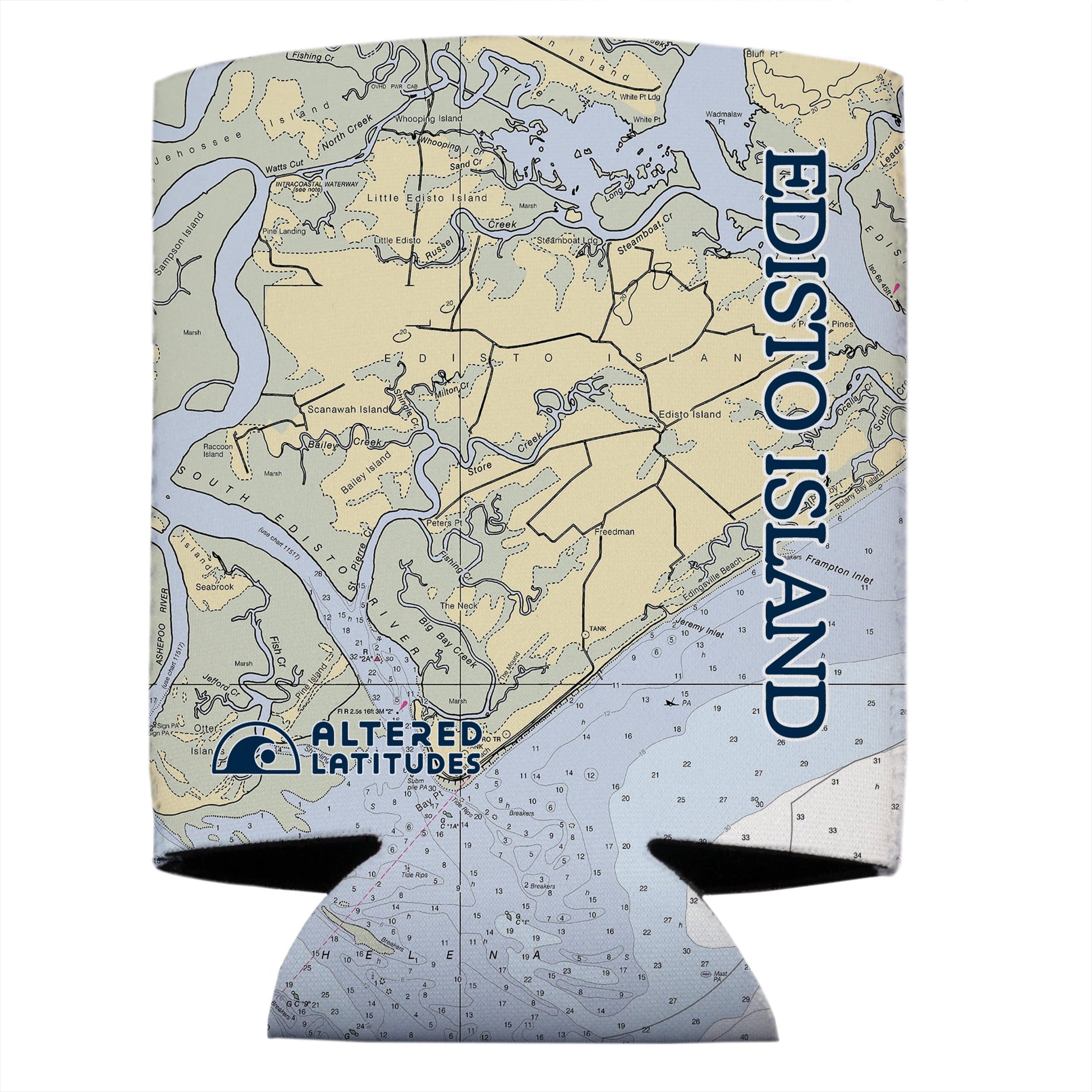 Vapor Apparel Sun Protection Edisto Island Chart Can Cooler (4-Pack)