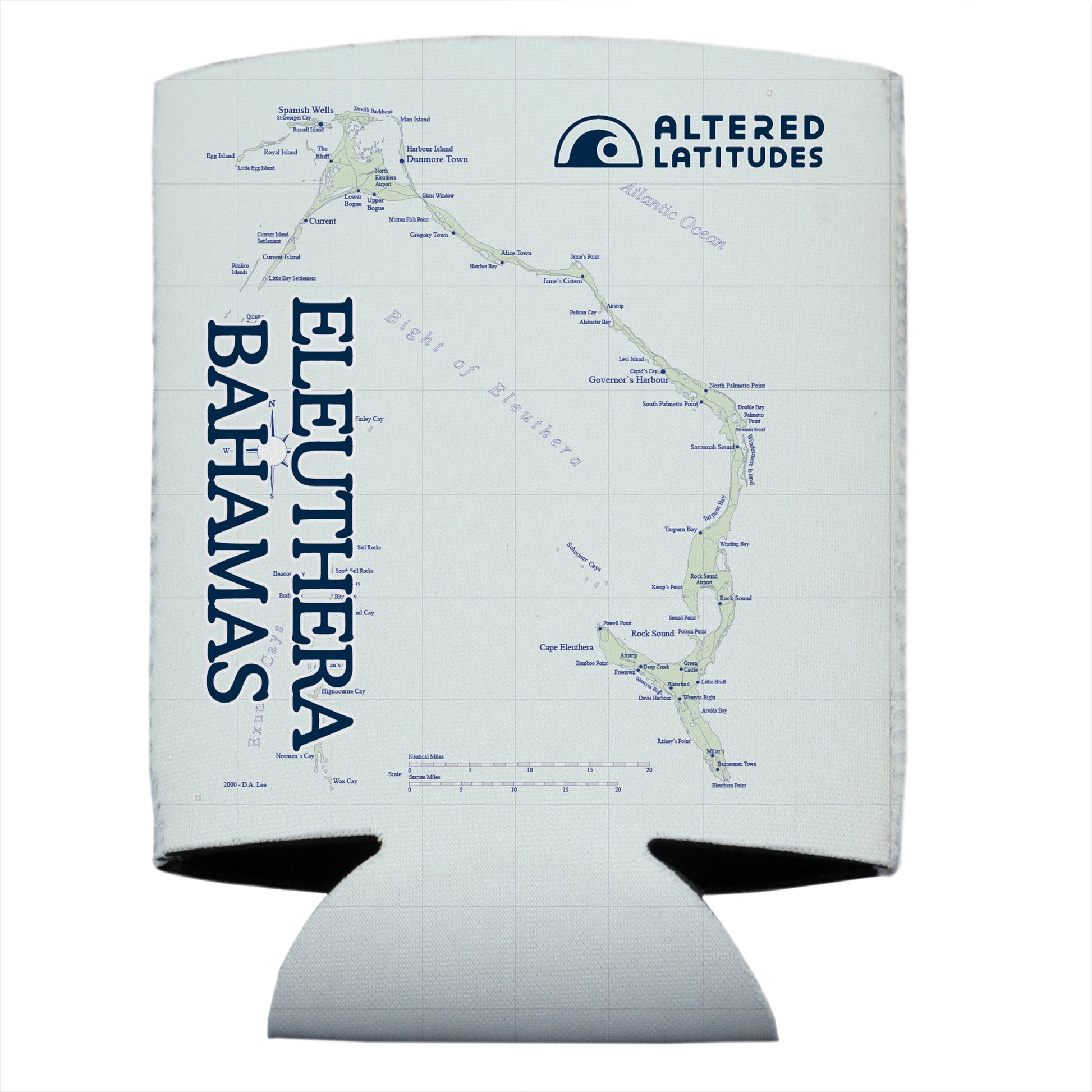 Vapor Apparel Sun Protection Eleuthera Bahamas Chart Can Cooler (4-Pack)