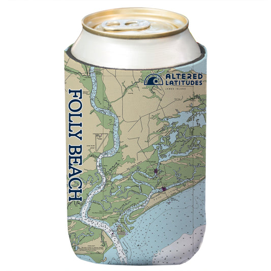 Folly Beach Chart Can Cooler (4-Pack)