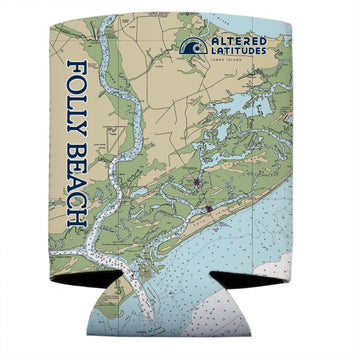 Folly Beach Chart Can Cooler (4-Pack)