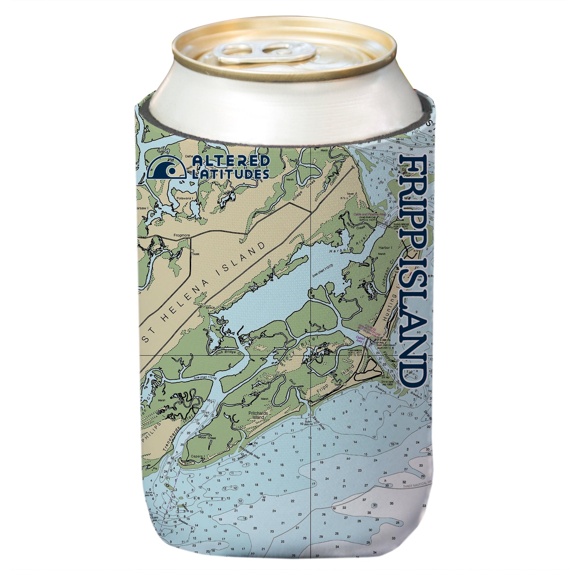 Vapor Apparel Sun Protection Fripp Island Chart Can Cooler (4-Pack)