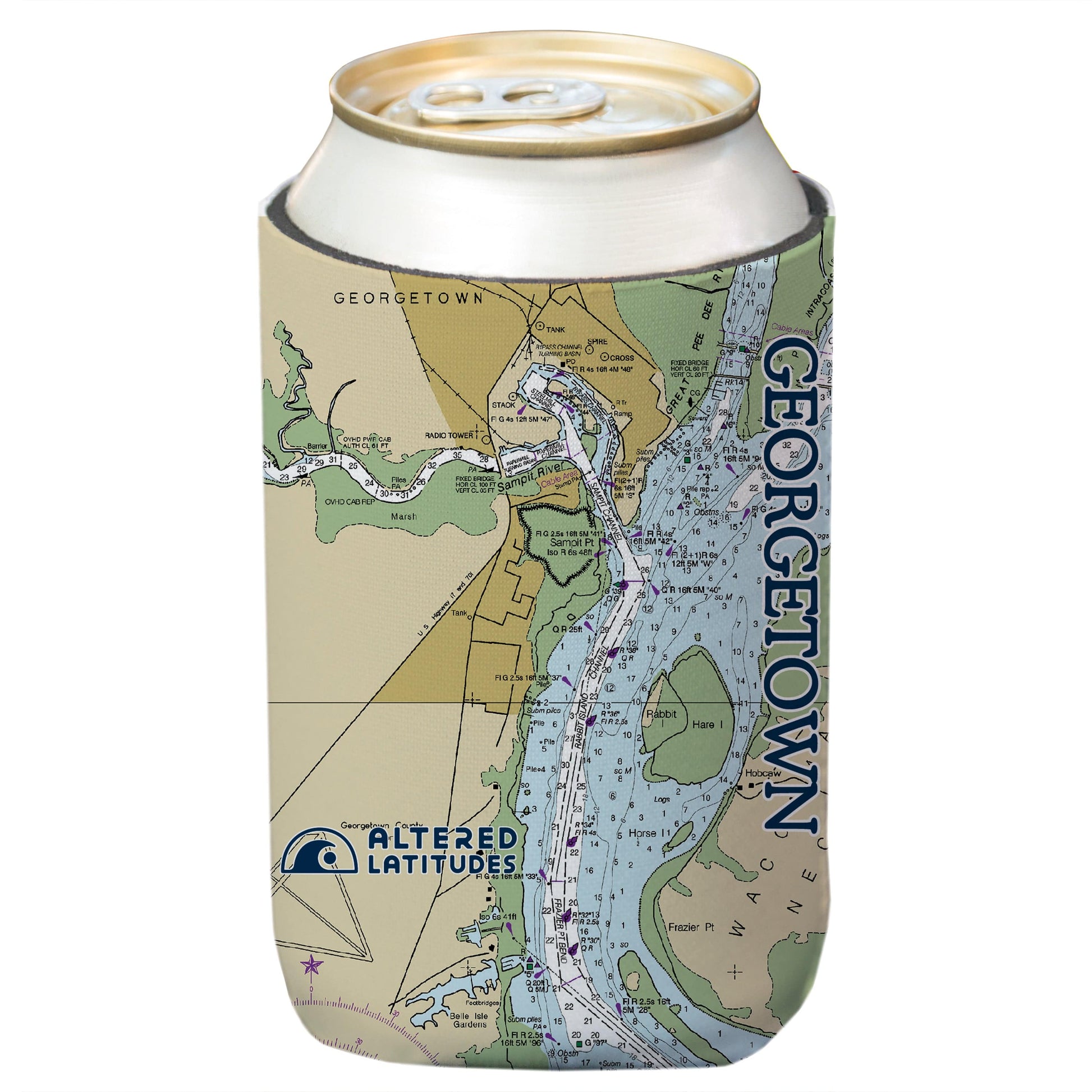 Vapor Apparel Sun Protection Georgetown Chart Can Cooler (4-Pack)