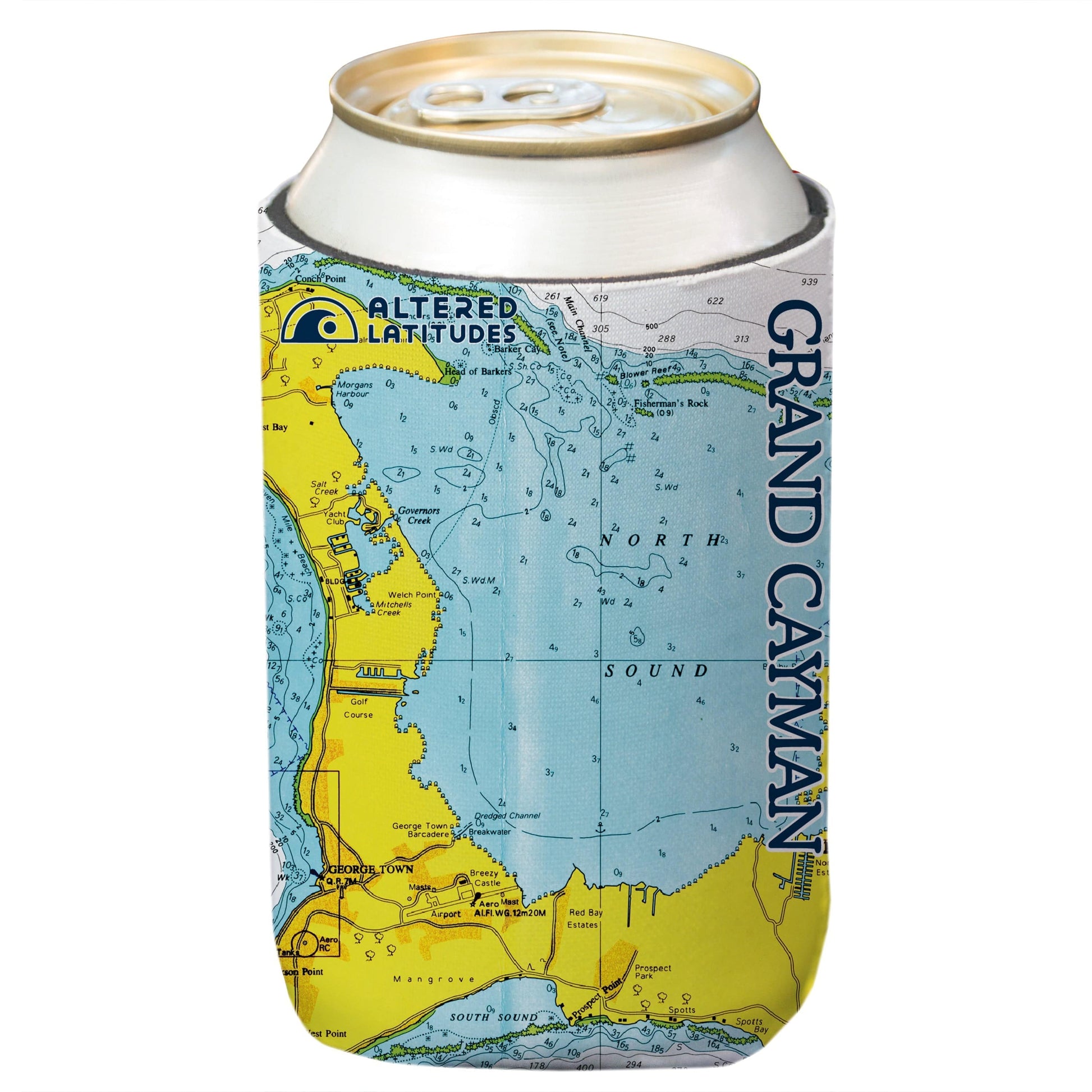 Vapor Apparel Sun Protection Grand Cayman Chart Can Cooler (4-Pack)