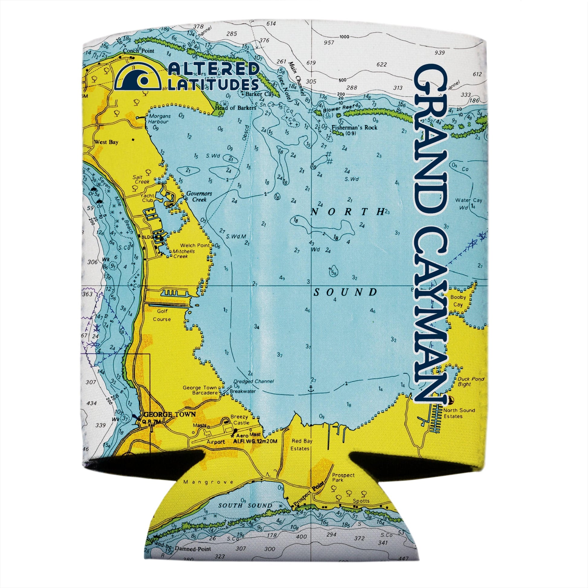 Vapor Apparel Sun Protection Grand Cayman Chart Can Cooler (4-Pack)