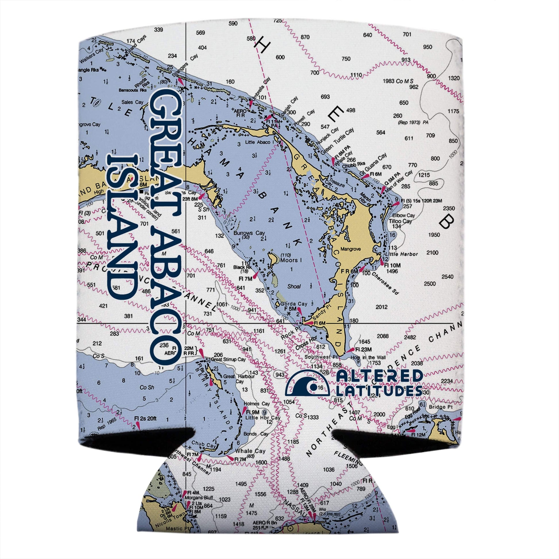 Vapor Apparel Sun Protection Great Abaco Island Chart Can Cooler (4-Pack)