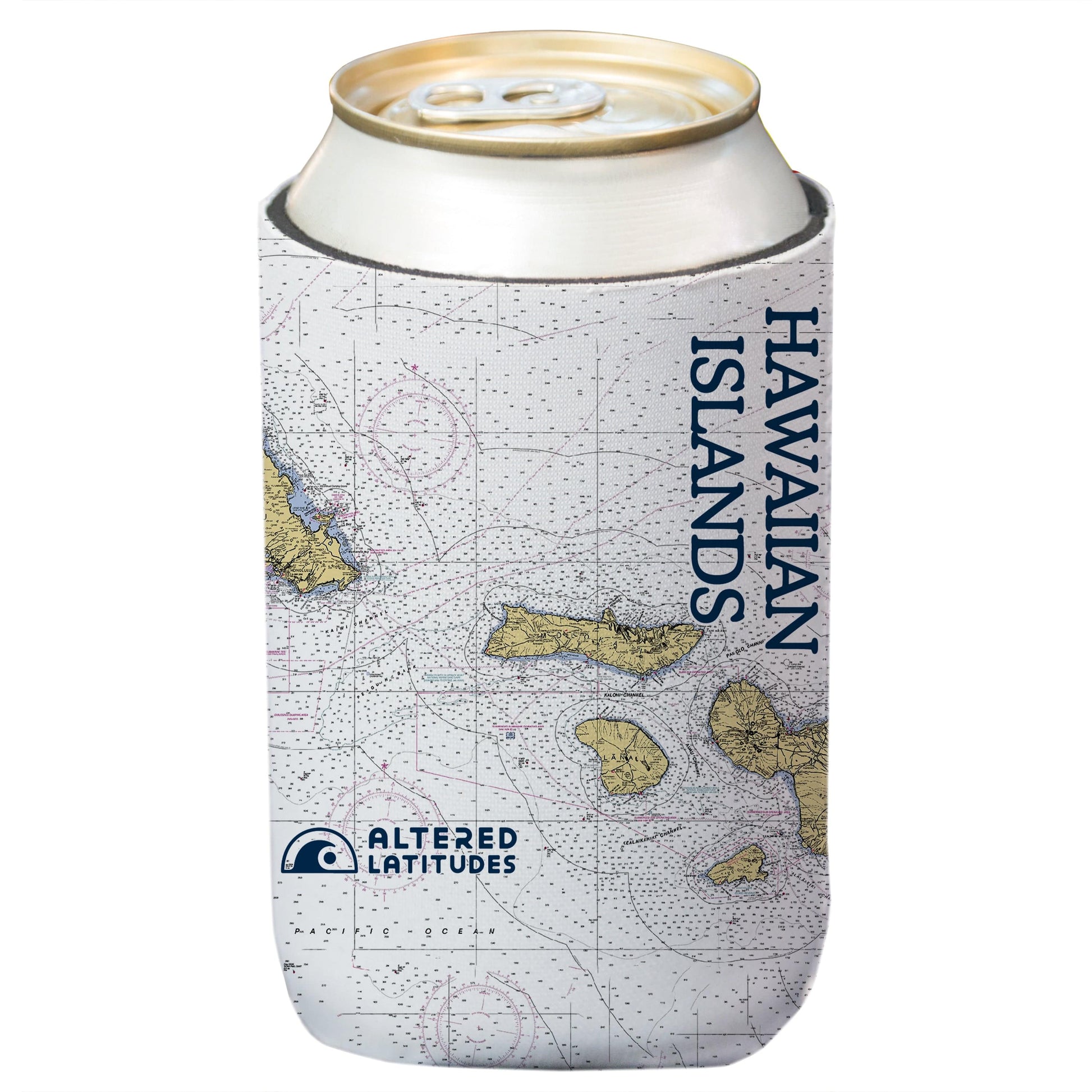 Vapor Apparel Sun Protection Hawaiian Islands Chart Can Cooler (4-Pack)