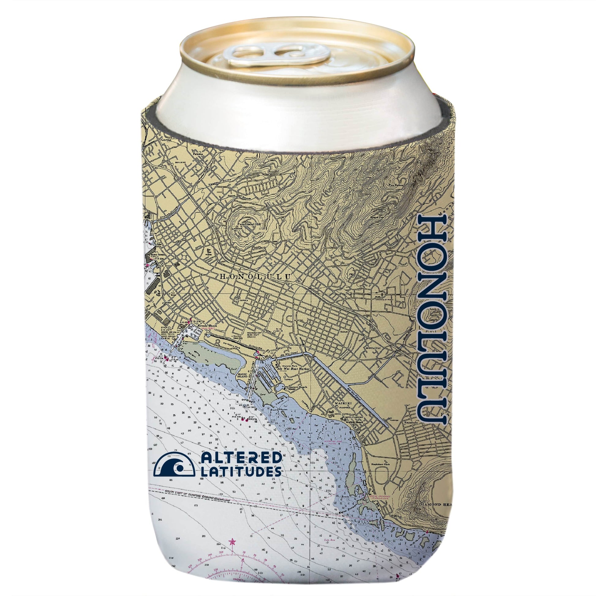 Vapor Apparel Sun Protection Honolulu, HI Chart Can Cooler (4-Pack)