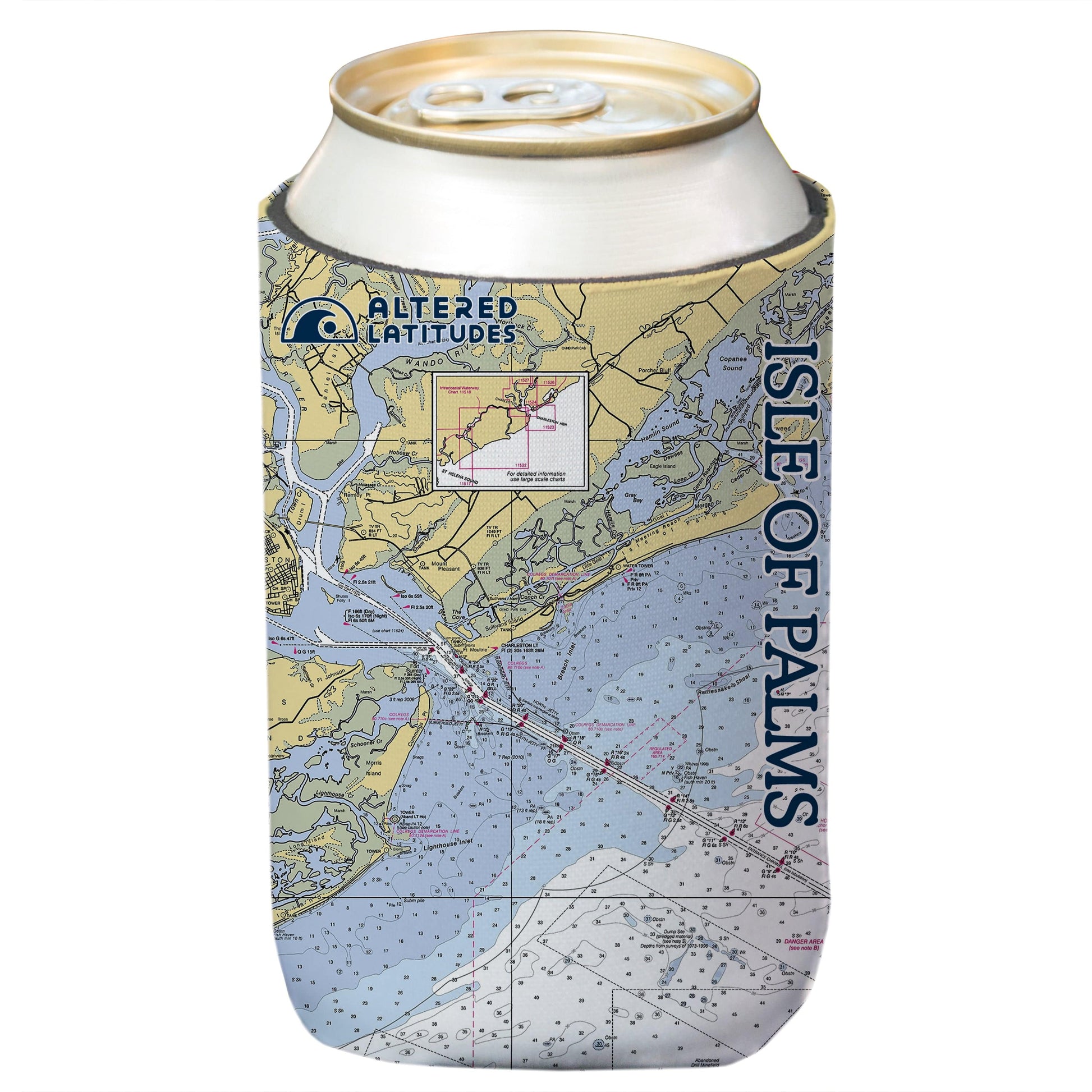 Vapor Apparel Sun Protection Isle Of Palms Chart Can Cooler (4-Pack)