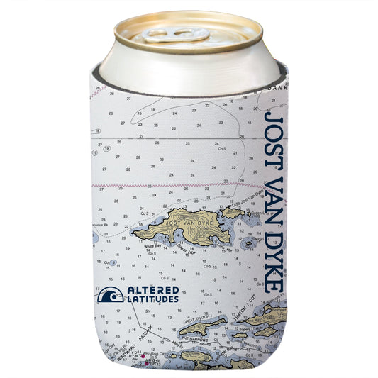 Jost Van Dyke, BVI Chart Can Cooler (4-Pack)