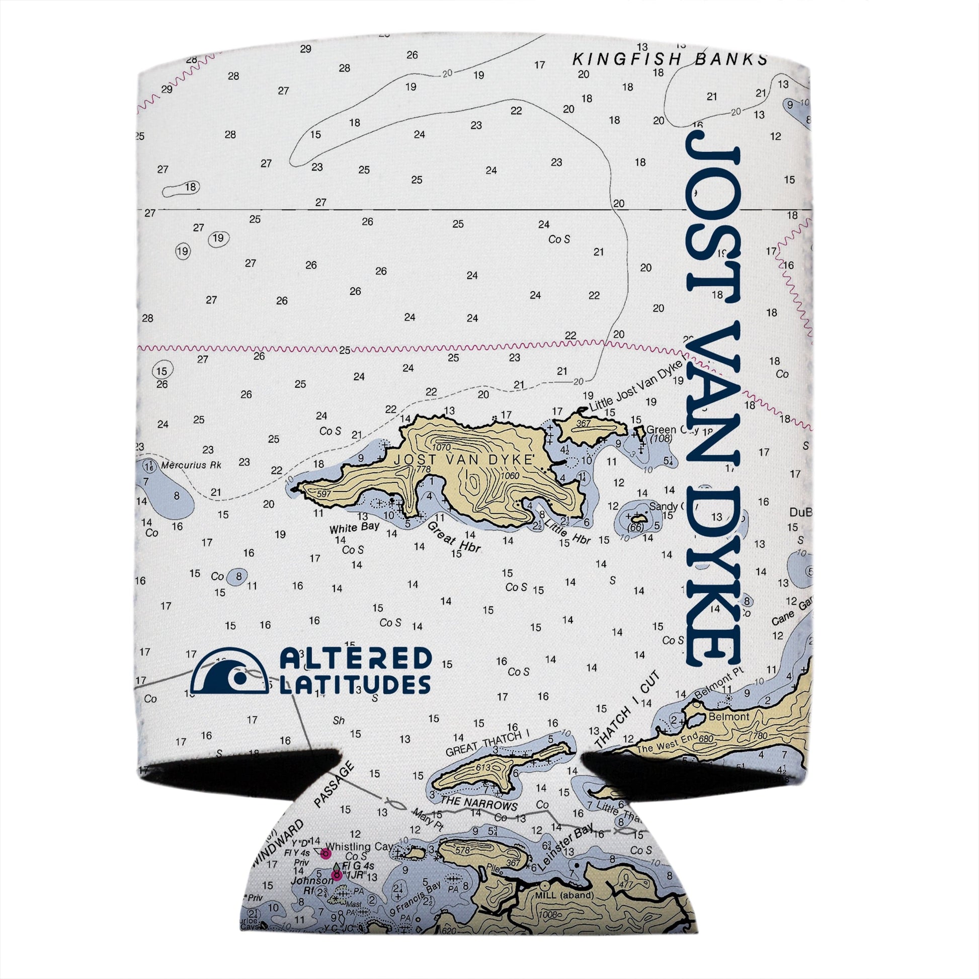 Vapor Apparel Sun Protection Jost Van Dyke, BVI Chart Can Cooler (4-Pack)