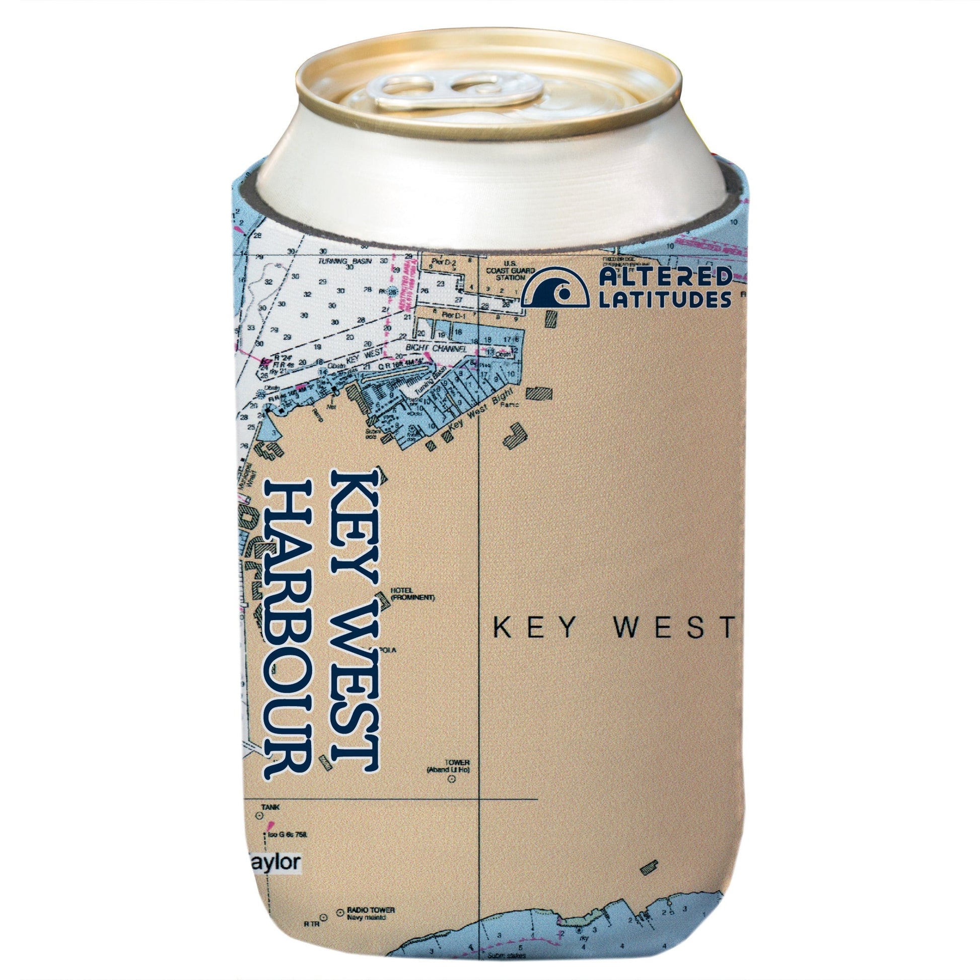 Vapor Apparel Sun Protection Key West Harbor Chart Can Cooler (4-Pack)