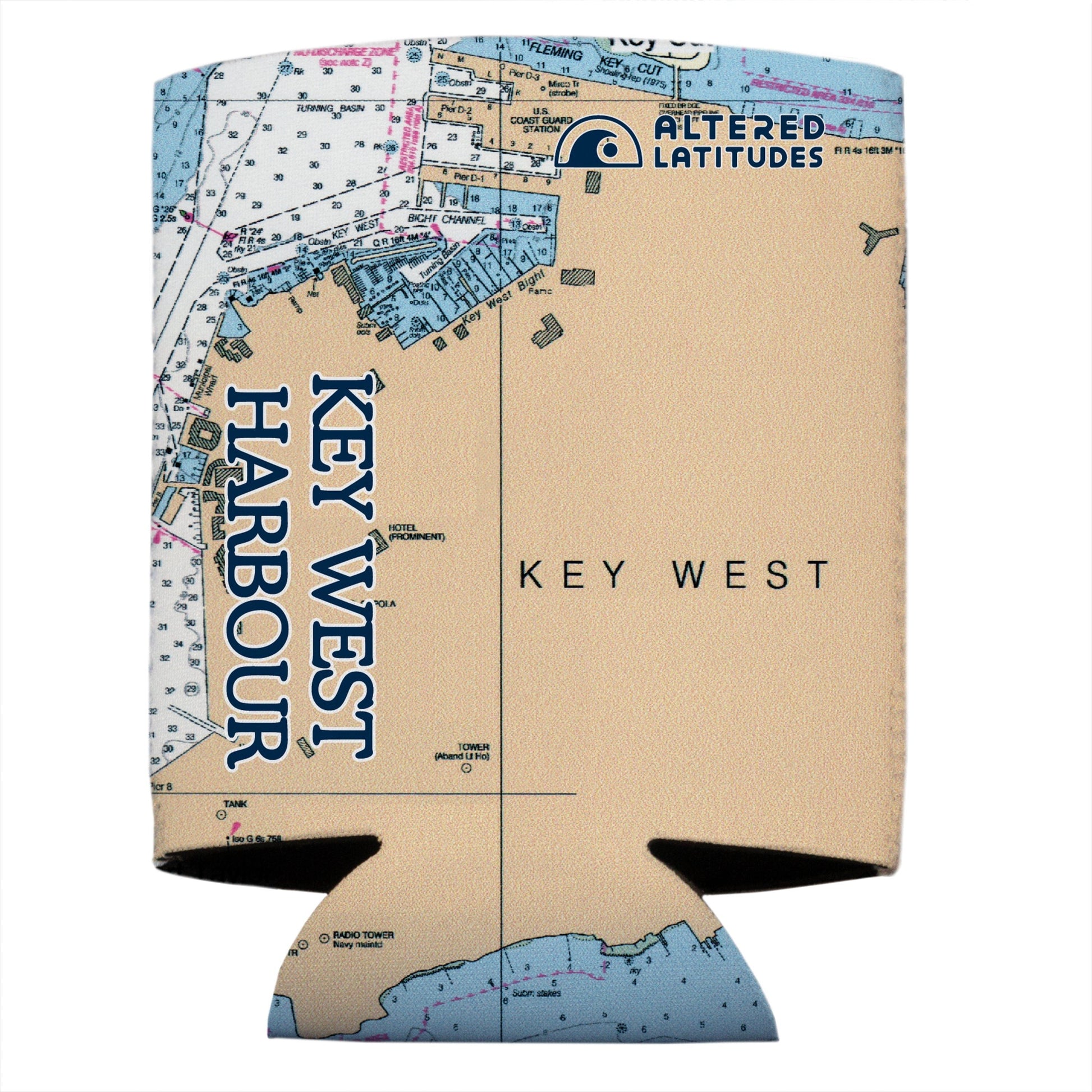 Vapor Apparel Sun Protection Key West Harbor Chart Can Cooler (4-Pack)