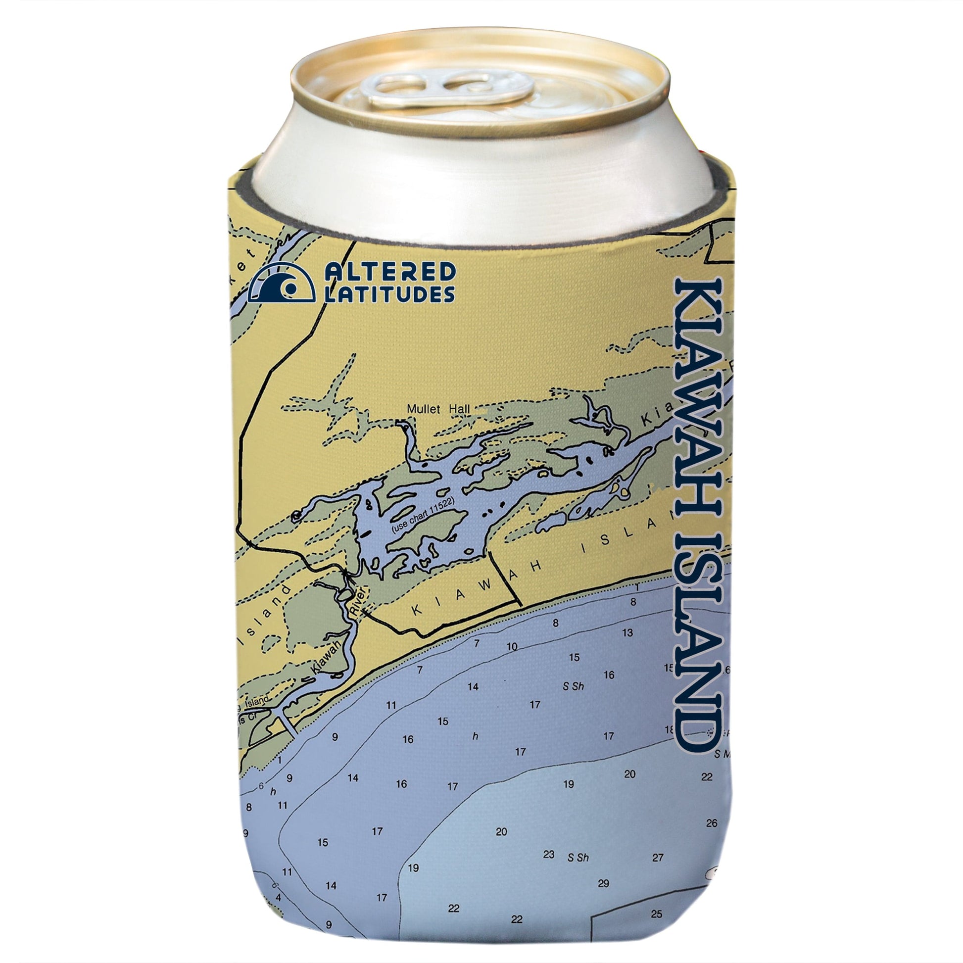 Vapor Apparel Sun Protection Kiawah Island Chart Can Cooler (4-Pack)