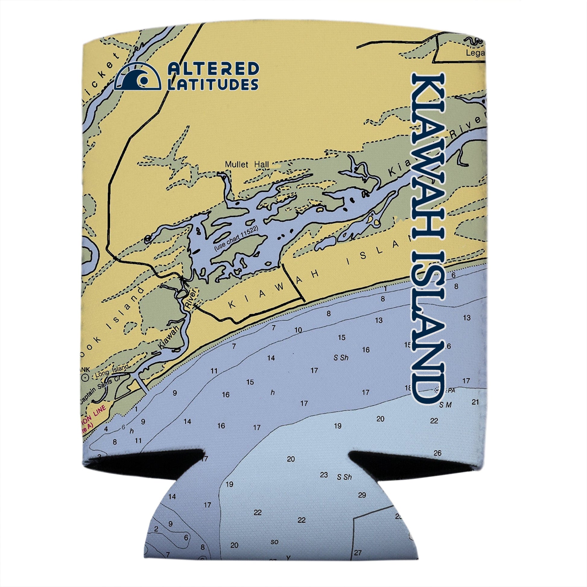 Vapor Apparel Sun Protection Kiawah Island Chart Can Cooler (4-Pack)