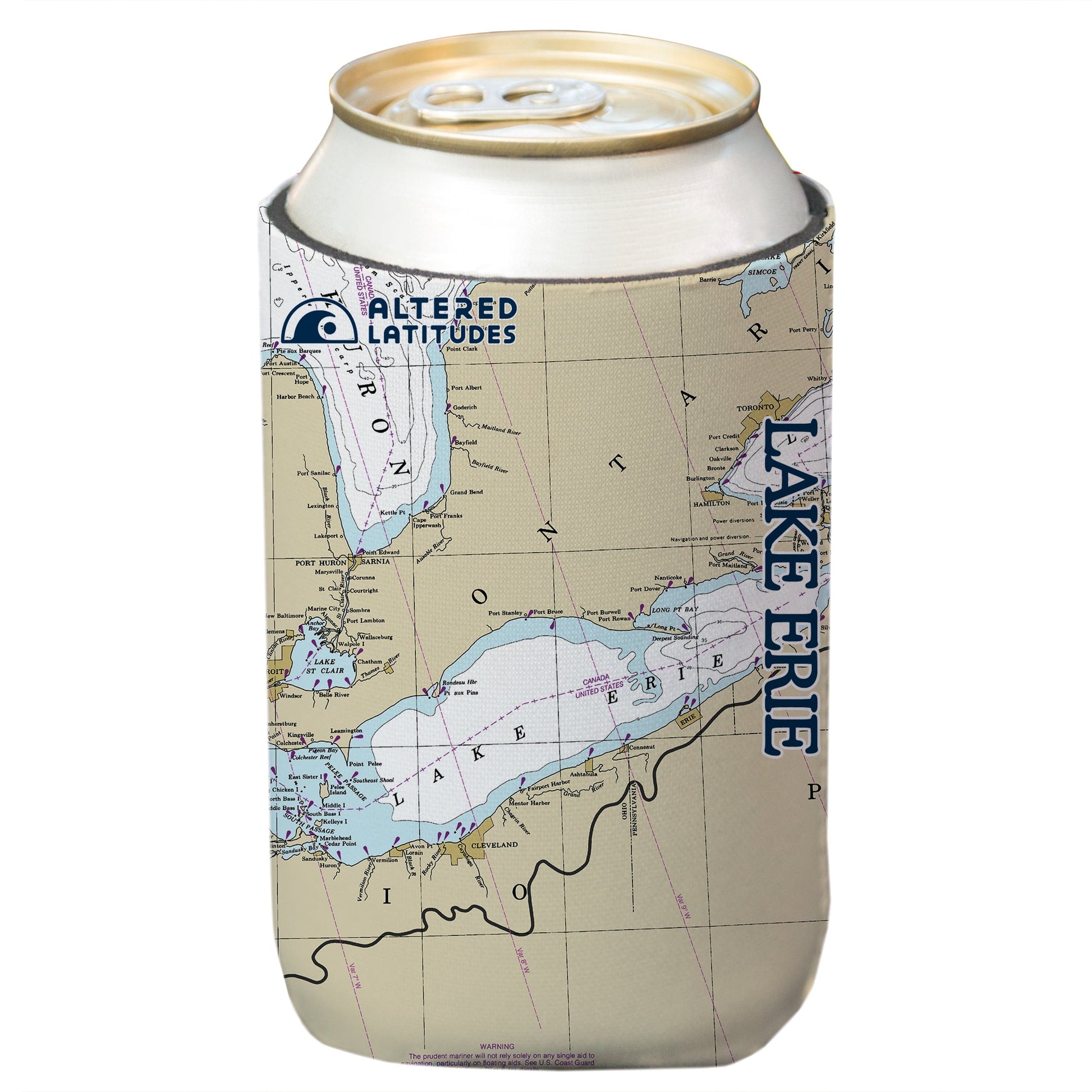 Vapor Apparel Sun Protection Lake Erie Chart Can Cooler (4-Pack)