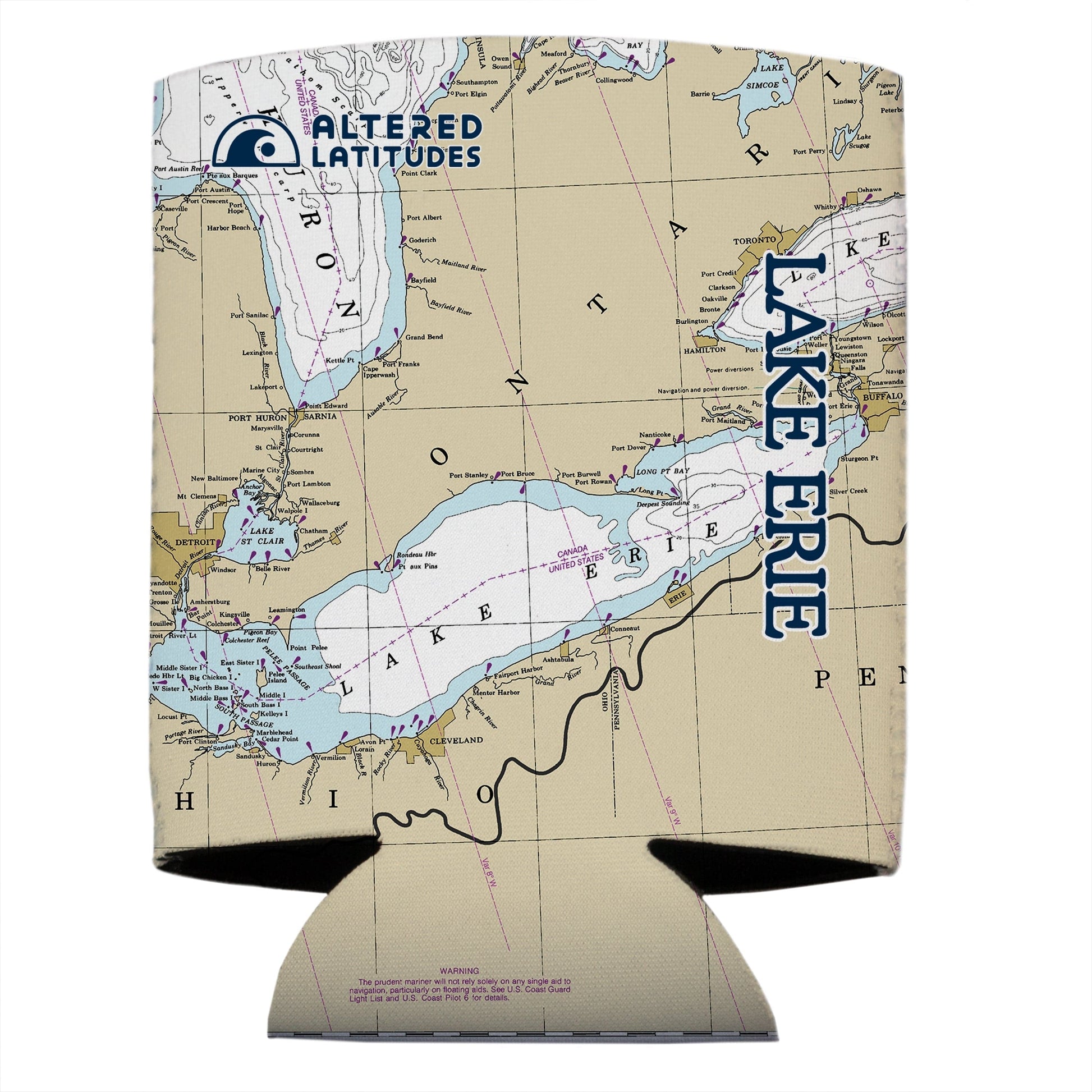 Vapor Apparel Sun Protection Lake Erie Chart Can Cooler (4-Pack)