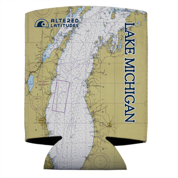 Lake Michigan Chart Can Cooler (4-Pack)