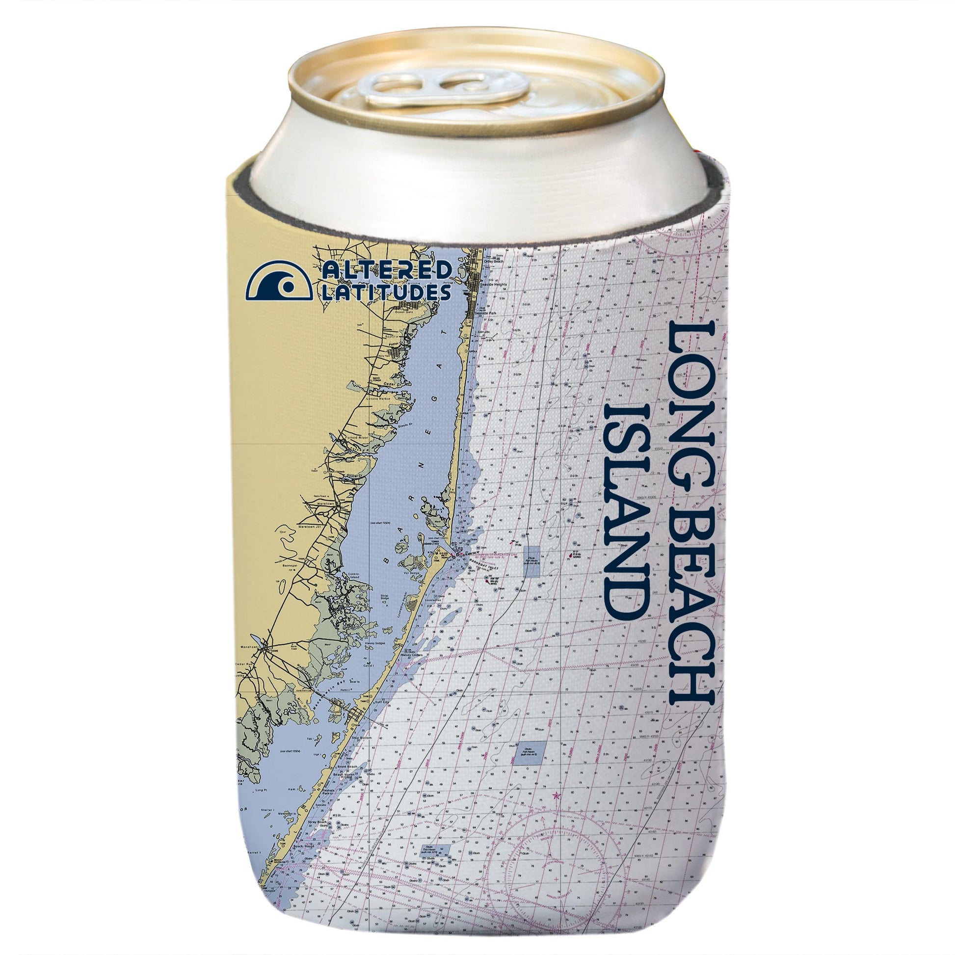 Vapor Apparel Sun Protection Long Beach Island, NJ Chart Can Cooler (4-Pack)